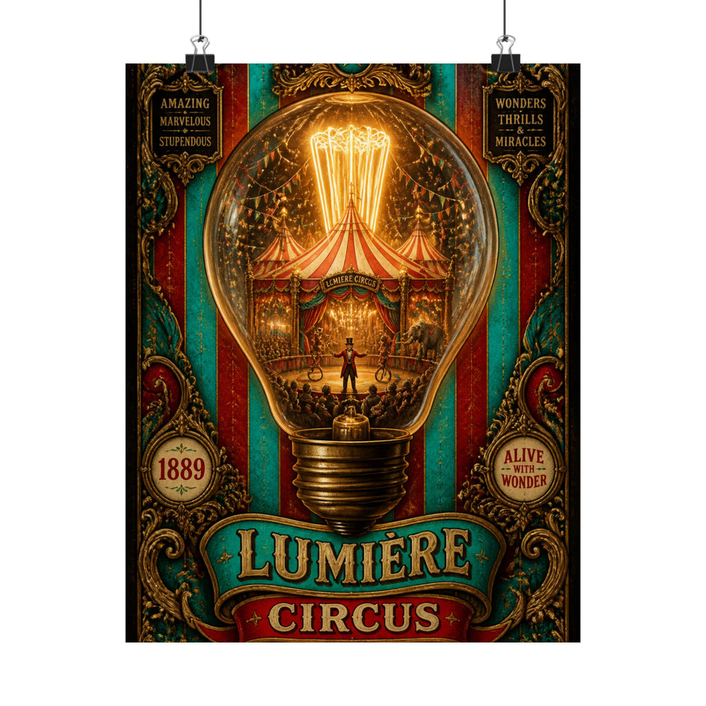 Light Bulb Circus Wall Art Poster 18×24 Baroque Home Office Decor Maximalist Print