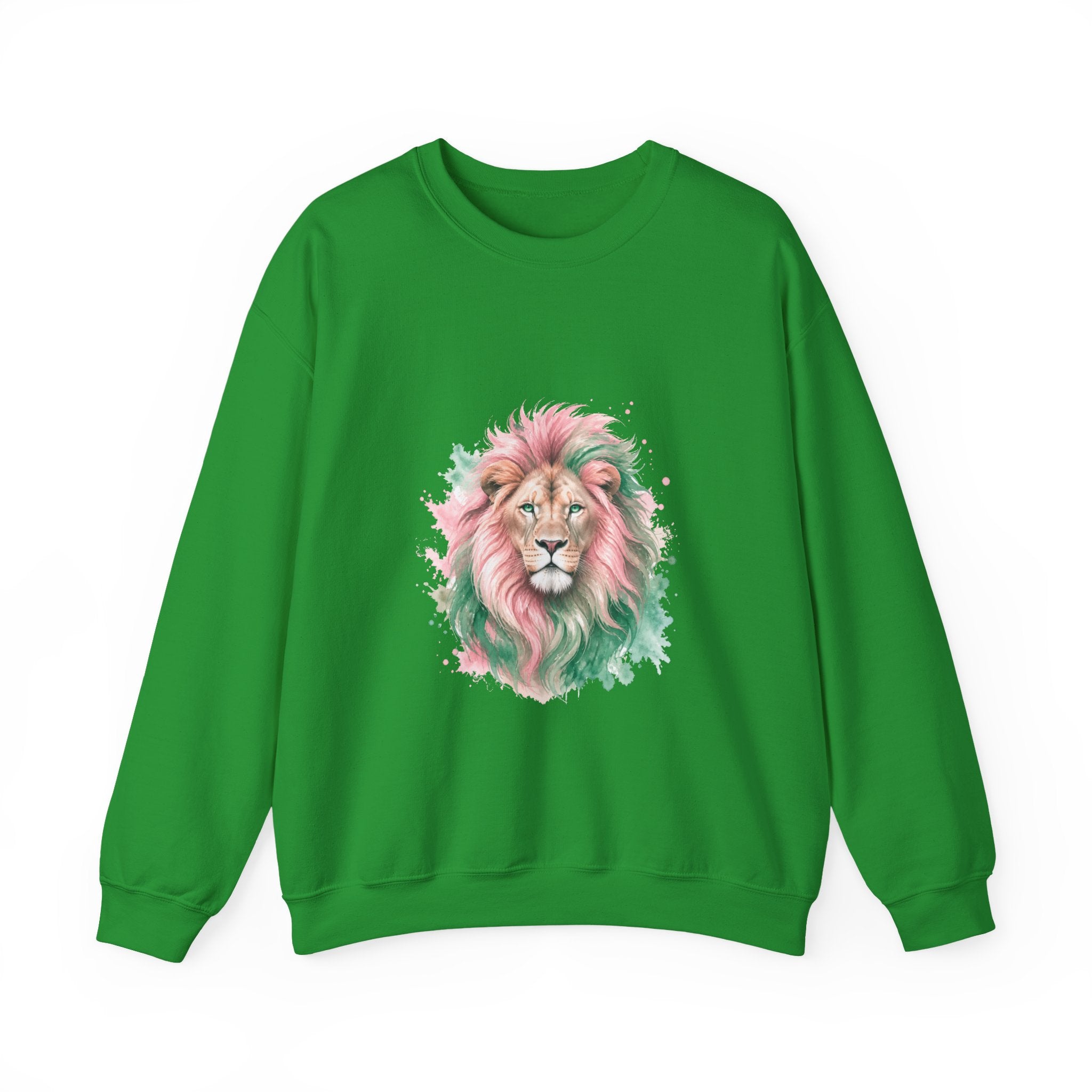 Matching Couple Sweatshirt - Lion & Lamb Matching Couple Premium Fleece Sweatshirt Watercolor Art His Hers Birthday Gift - Design A