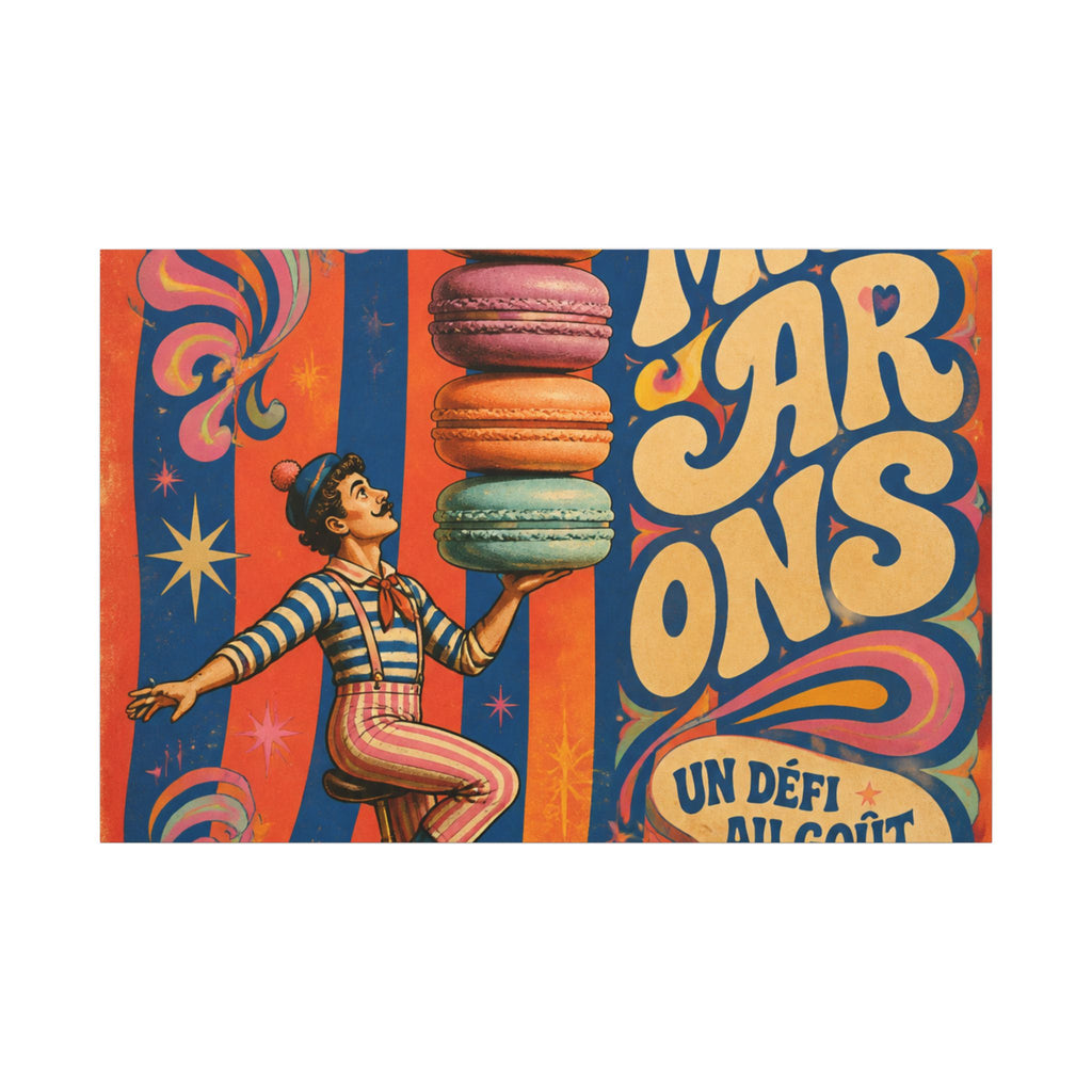 Macaron Balancing Tower Wall Art Canvas 16×20 Psychedelic Cafe Decor Maximalist Print