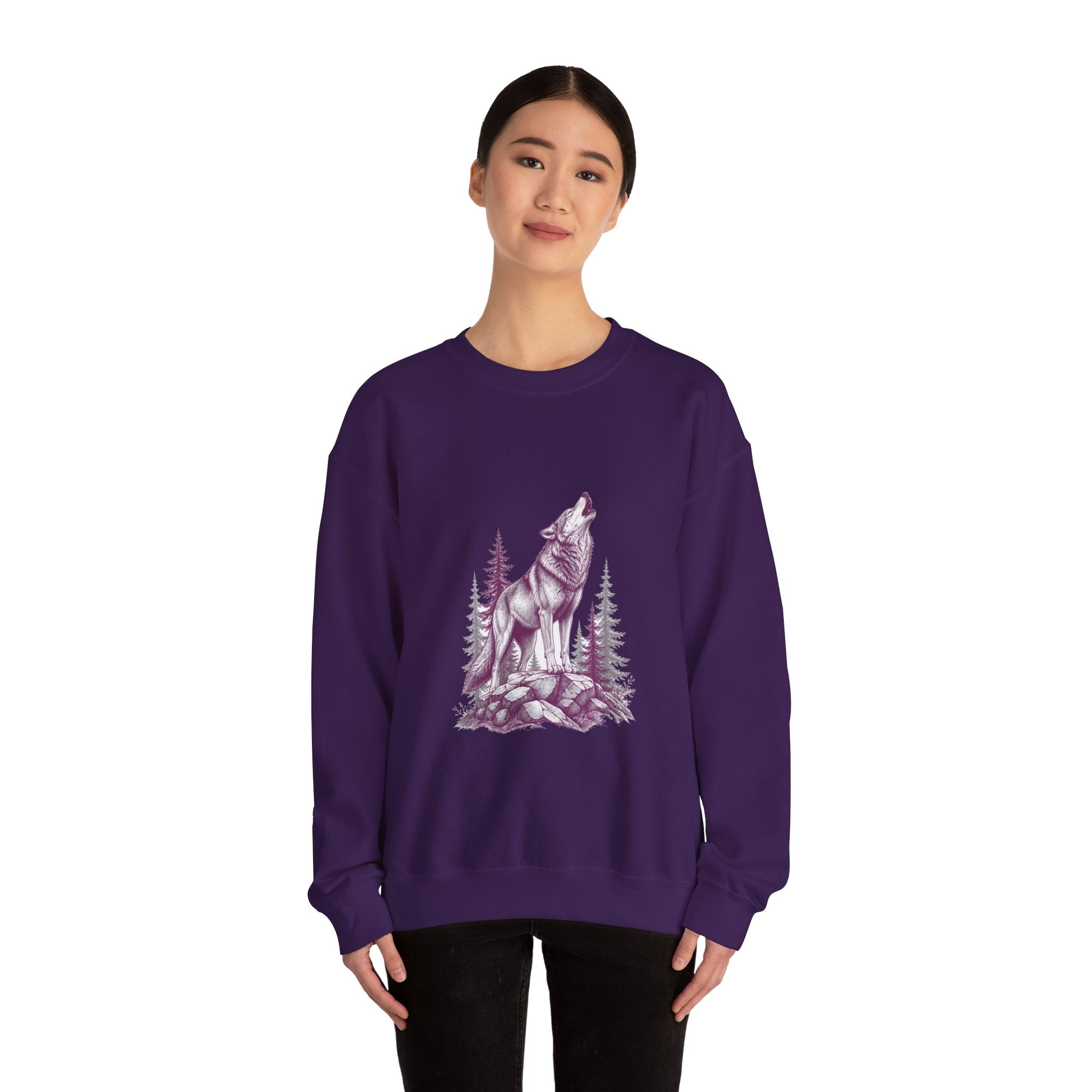 Matching Couple Sweatshirt - Wolf & Dove Matching Couple Comfort Colors Crew Hand-Drawn Art His Hers Anniversary Gift - Design A