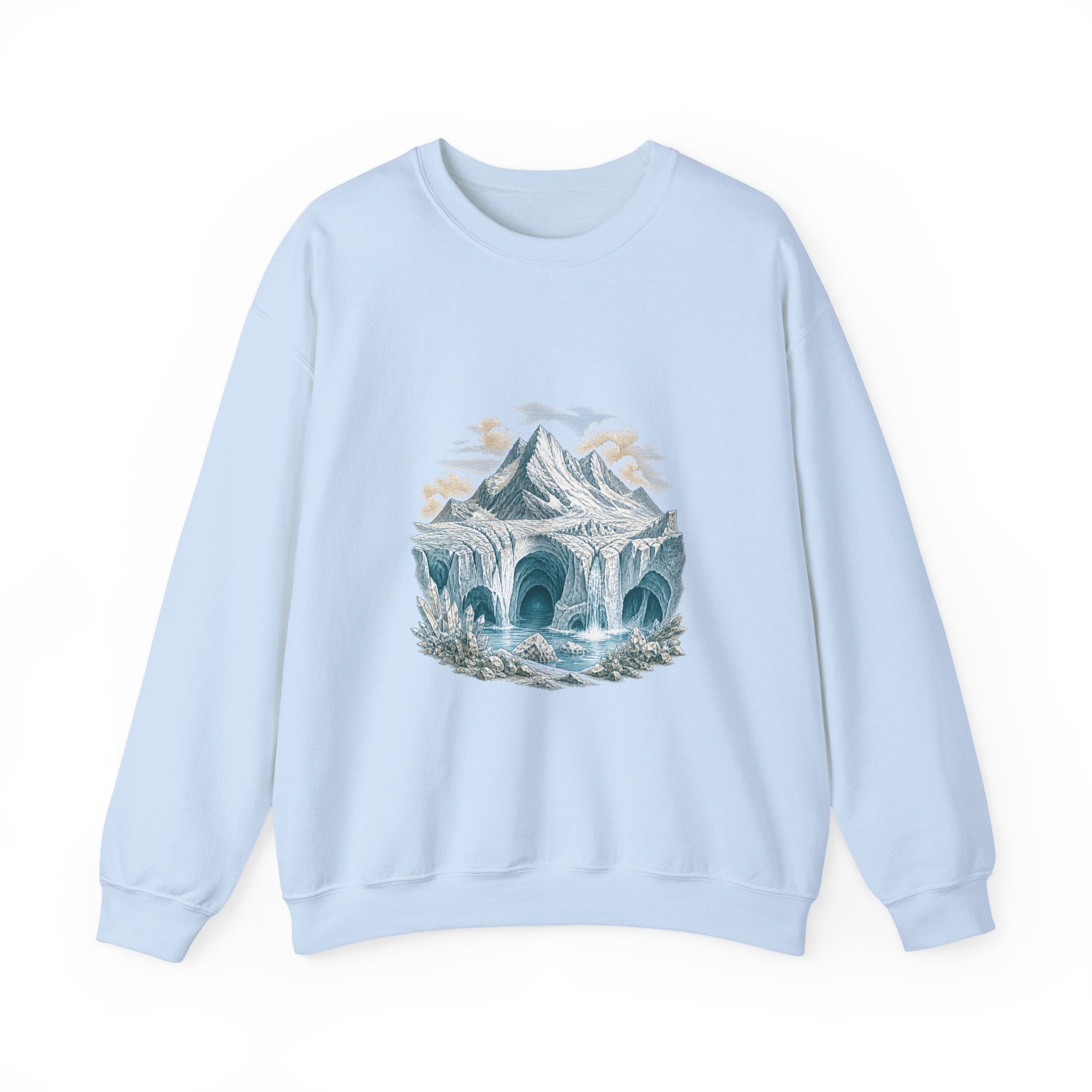 Matching Couple Sweatshirt - Volcano & Glacier Matching Couple Premium Fleece Sweatshirt Vintage Art His Hers Honeymoon Gift - Design B