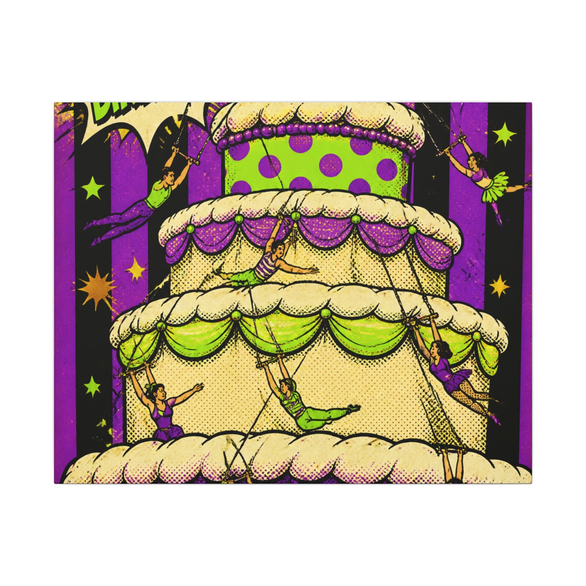 Birthday Cake Trapeze Wall Art Canvas 24×36 Pop Art Restaurant Decor Maximalist Print