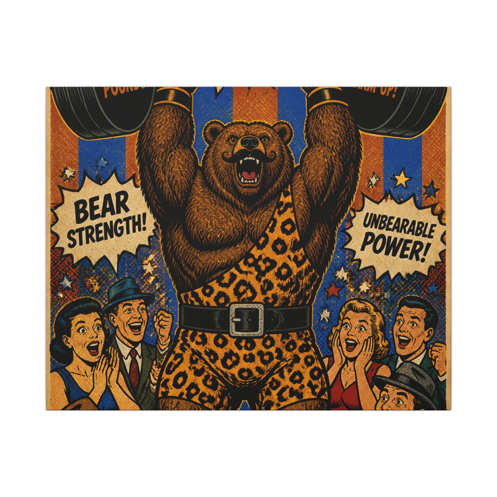 Strongman Bear Wall Art Canvas 16×20 Pop Art Living Room Decor Maximalist Print