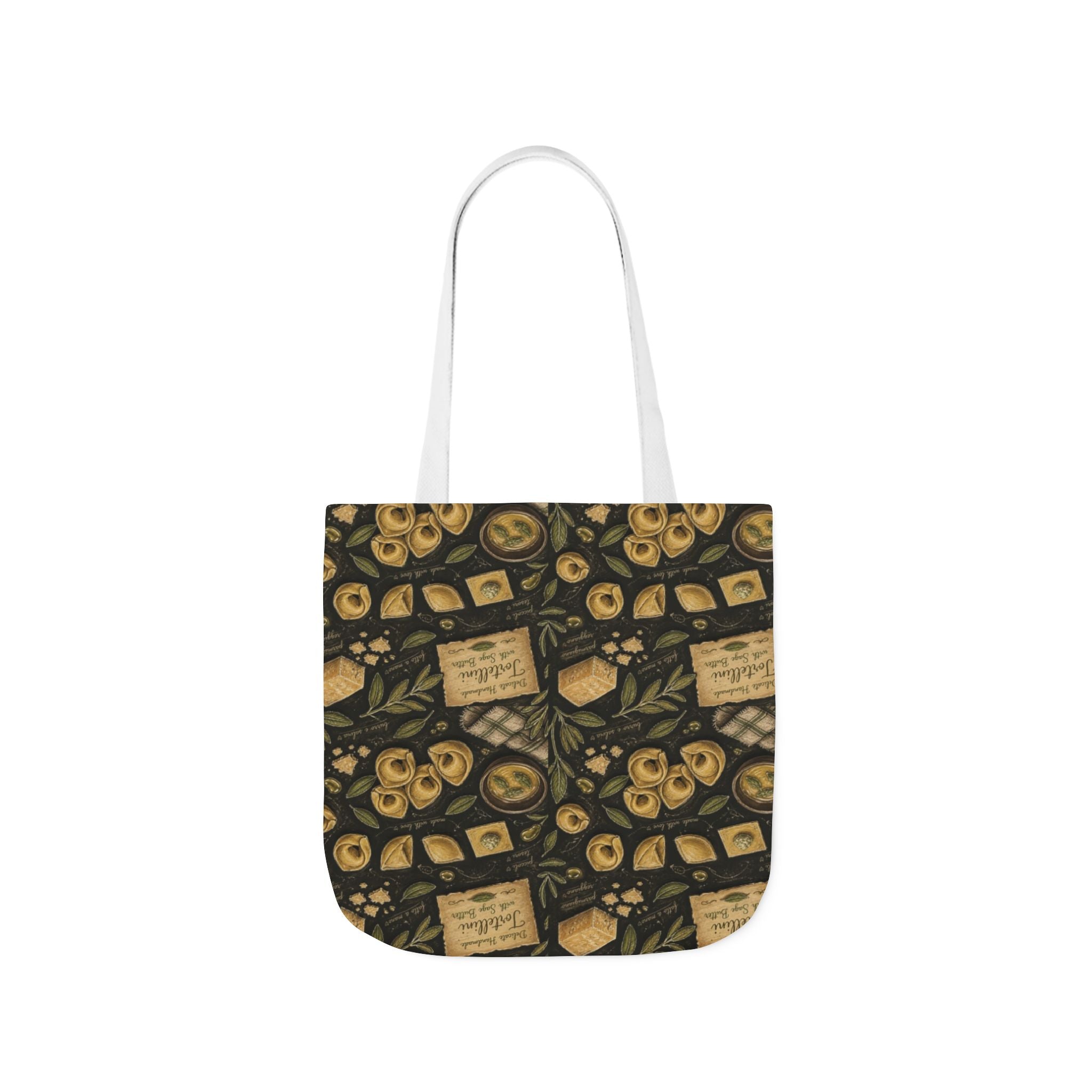 Tortellini with Sage Canvas Tote Bag Mediterranean Kitchen Chalk Art Design Italian Cottagecore Gift