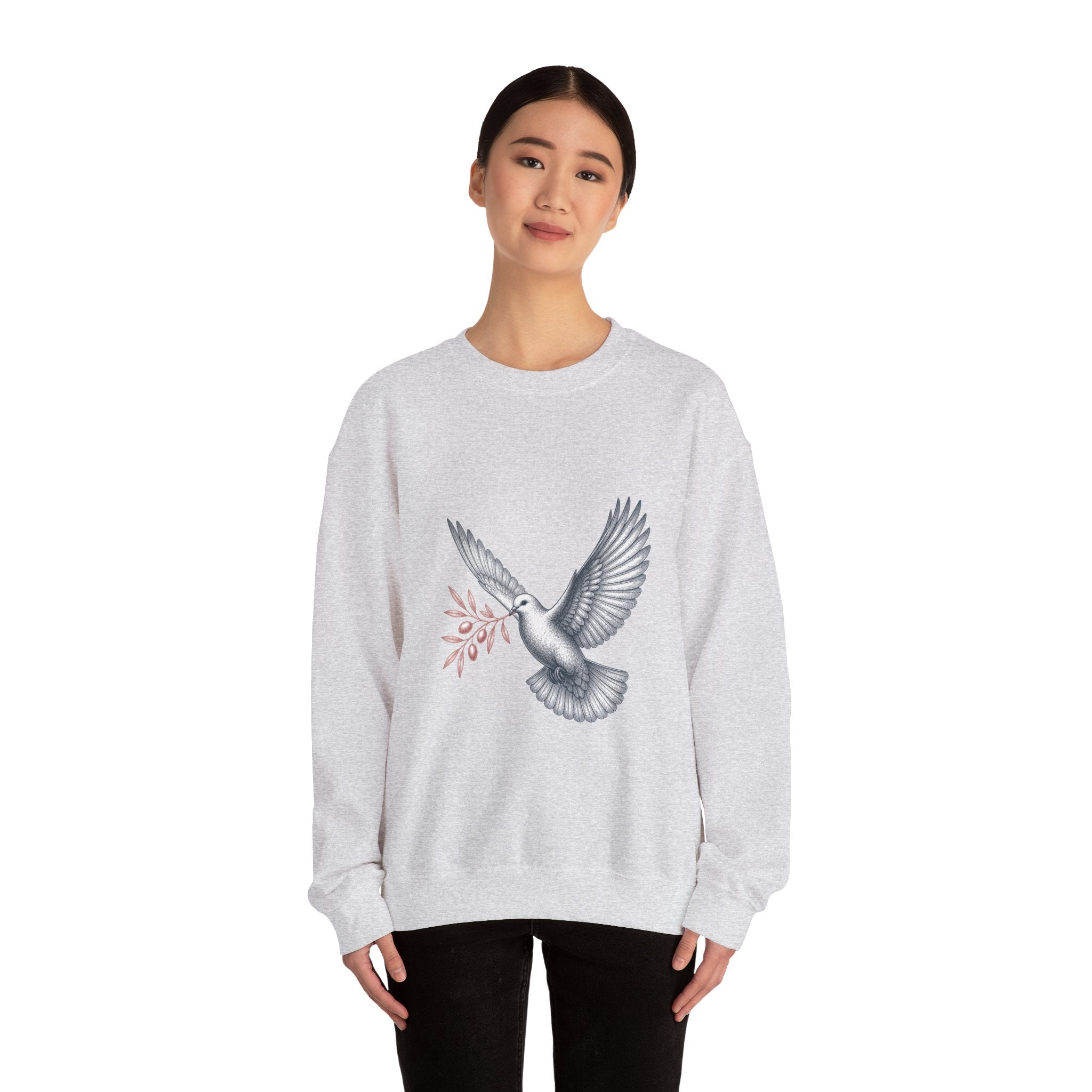 Matching Couple Sweatshirt - Wolf & Dove Matching Couple Premium Fleece Sweatshirt Vintage Art His Hers Honeymoon Gift - Design B