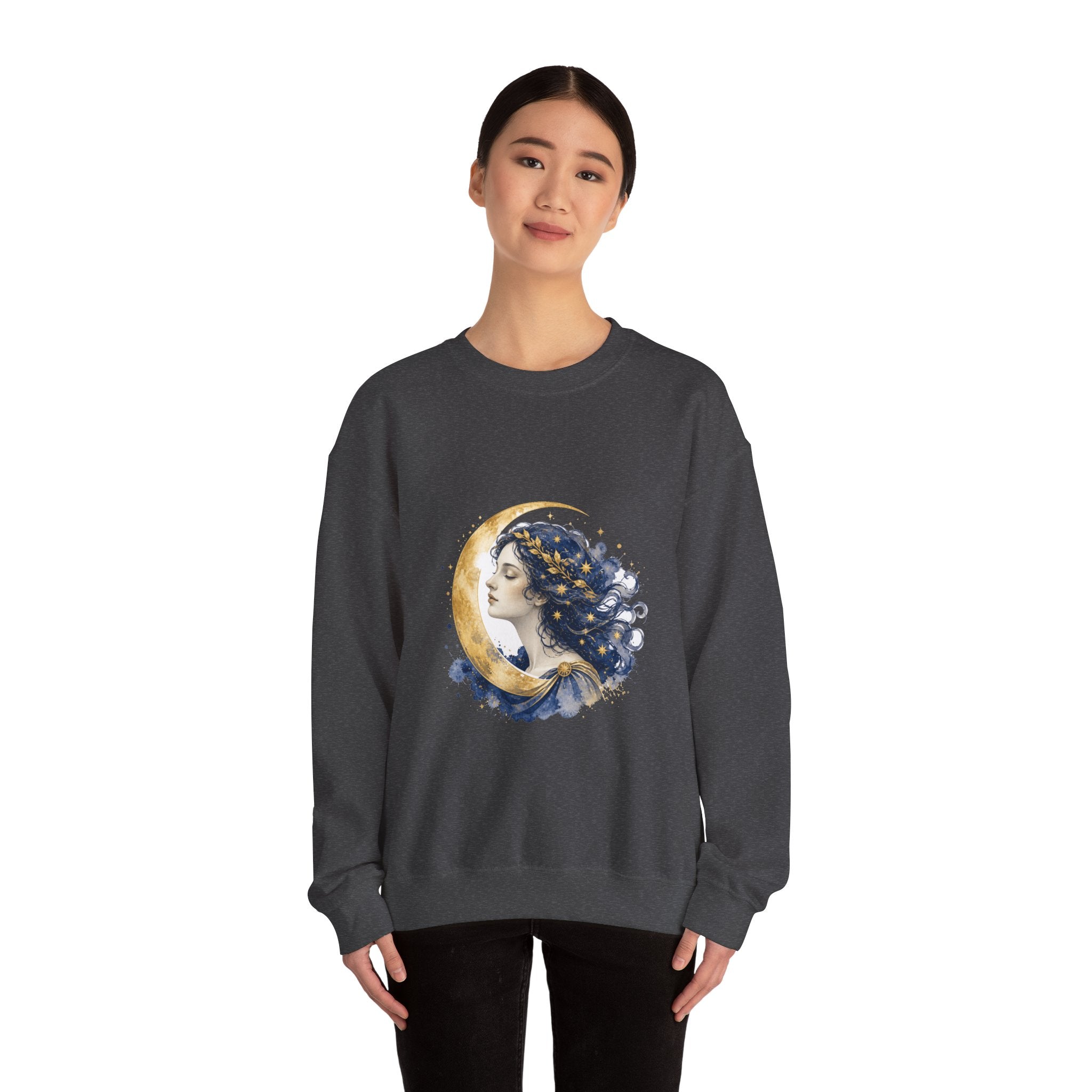 Matching Couple Sweatshirt - Helios & Selene Matching Couple Comfort Colors Crew Watercolor Art His Hers Birthday Gift - Design B