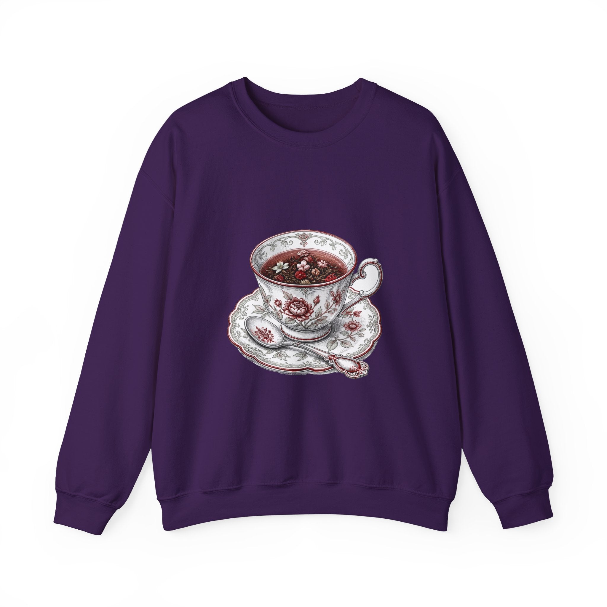 Matching Couple Sweatshirt - Coffee & Tea Matching Couple Premium Fleece Sweatshirt Hand-Drawn Art His Hers Anniversary Gift - Design B