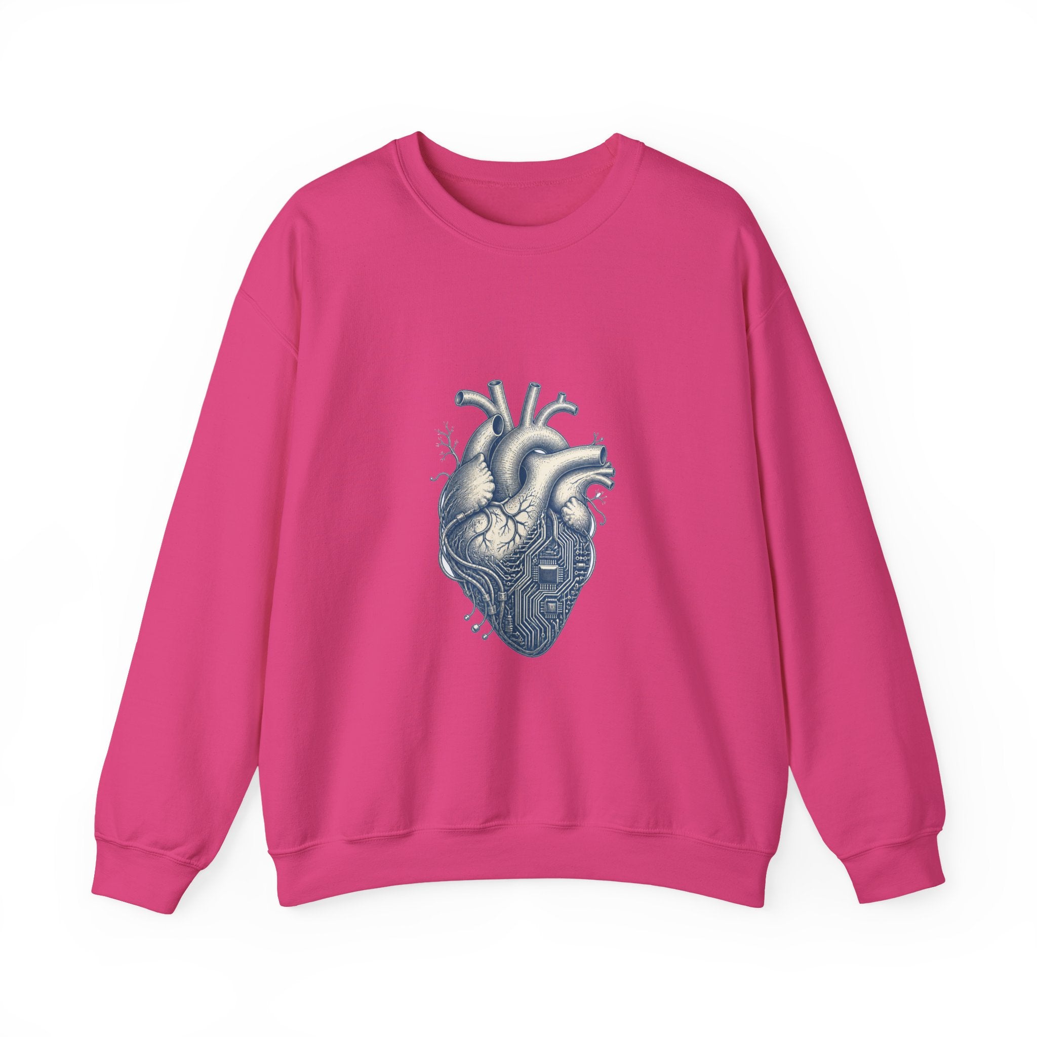 Matching Couple Sweatshirt - Robot & Heart Matching Couple Premium Fleece Sweatshirt Vintage Art His Hers Honeymoon Gift - Design B