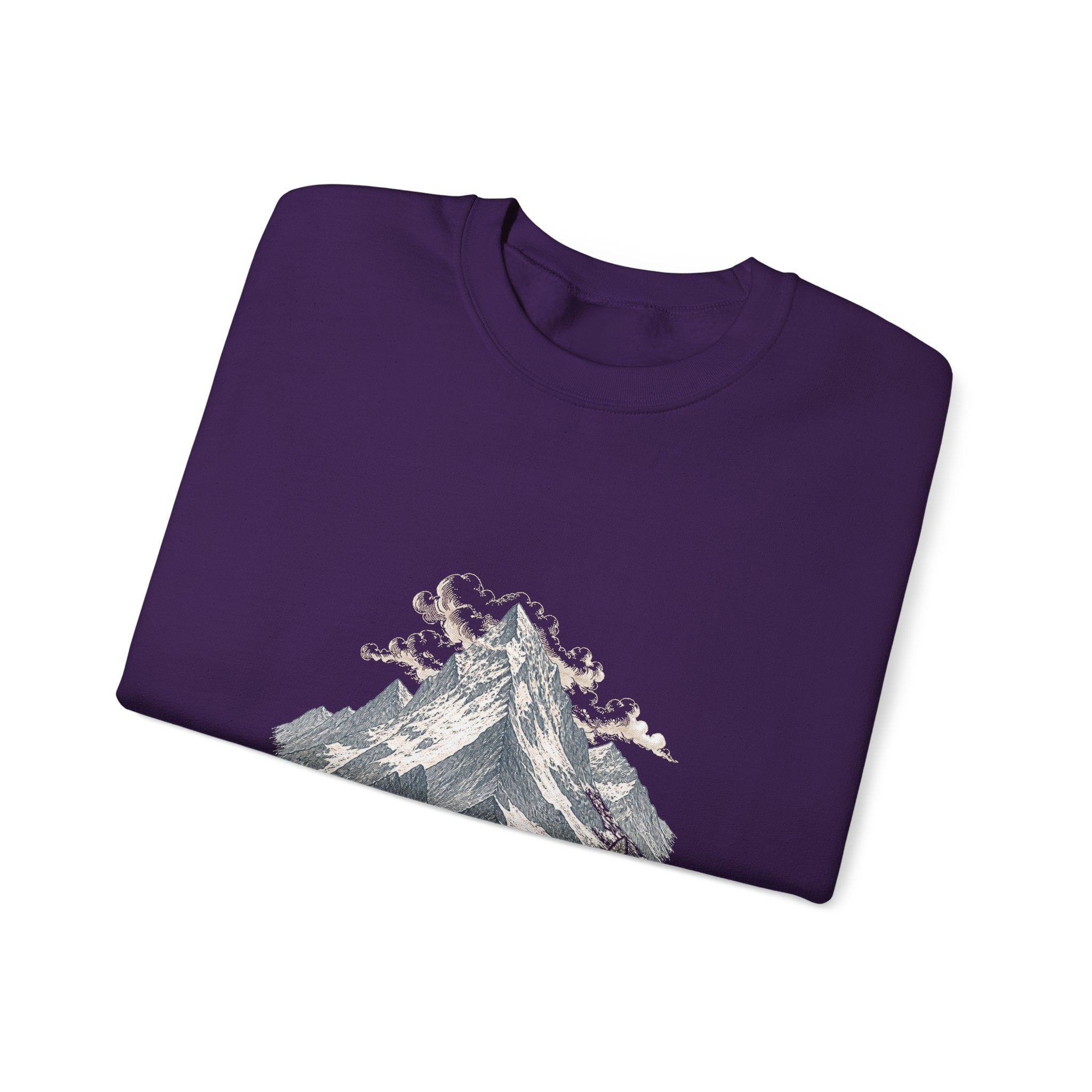 Matching Couple Sweatshirt - Mountain & Ocean Matching Couple Crewneck Sweatshirt Vintage Art His Hers Wedding Gift - Design A