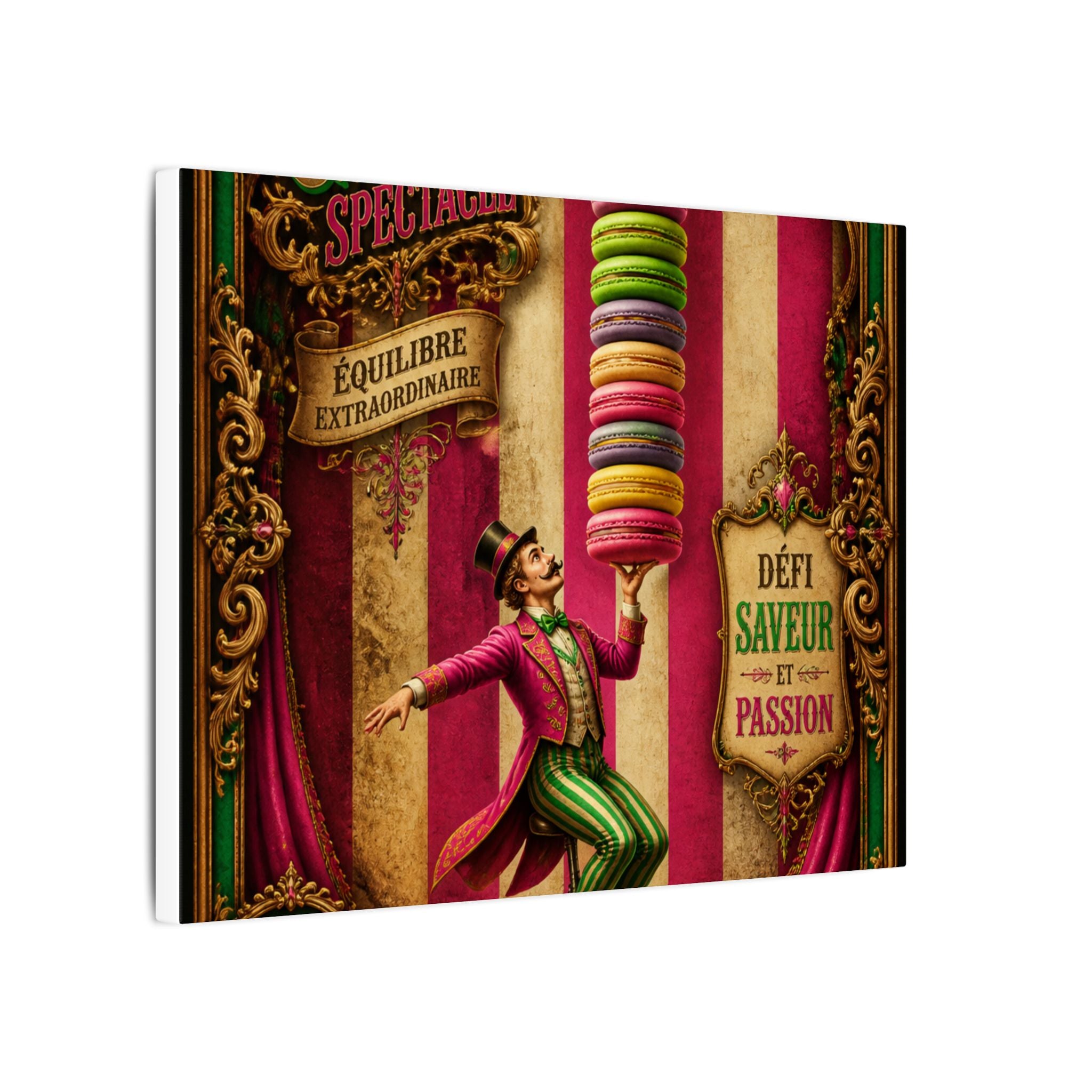 Macaron Balancing Tower Wall Art Canvas 24×36 Baroque Studio Decor Maximalist Print