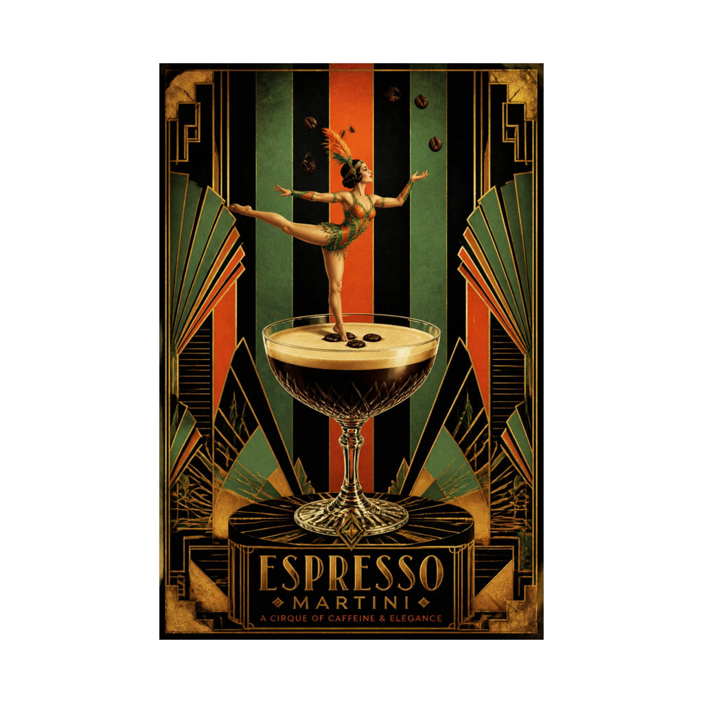 Espresso Martini Acrobat Wall Art Poster 24×36 Art Deco Bar Area Decor Maximalist Print