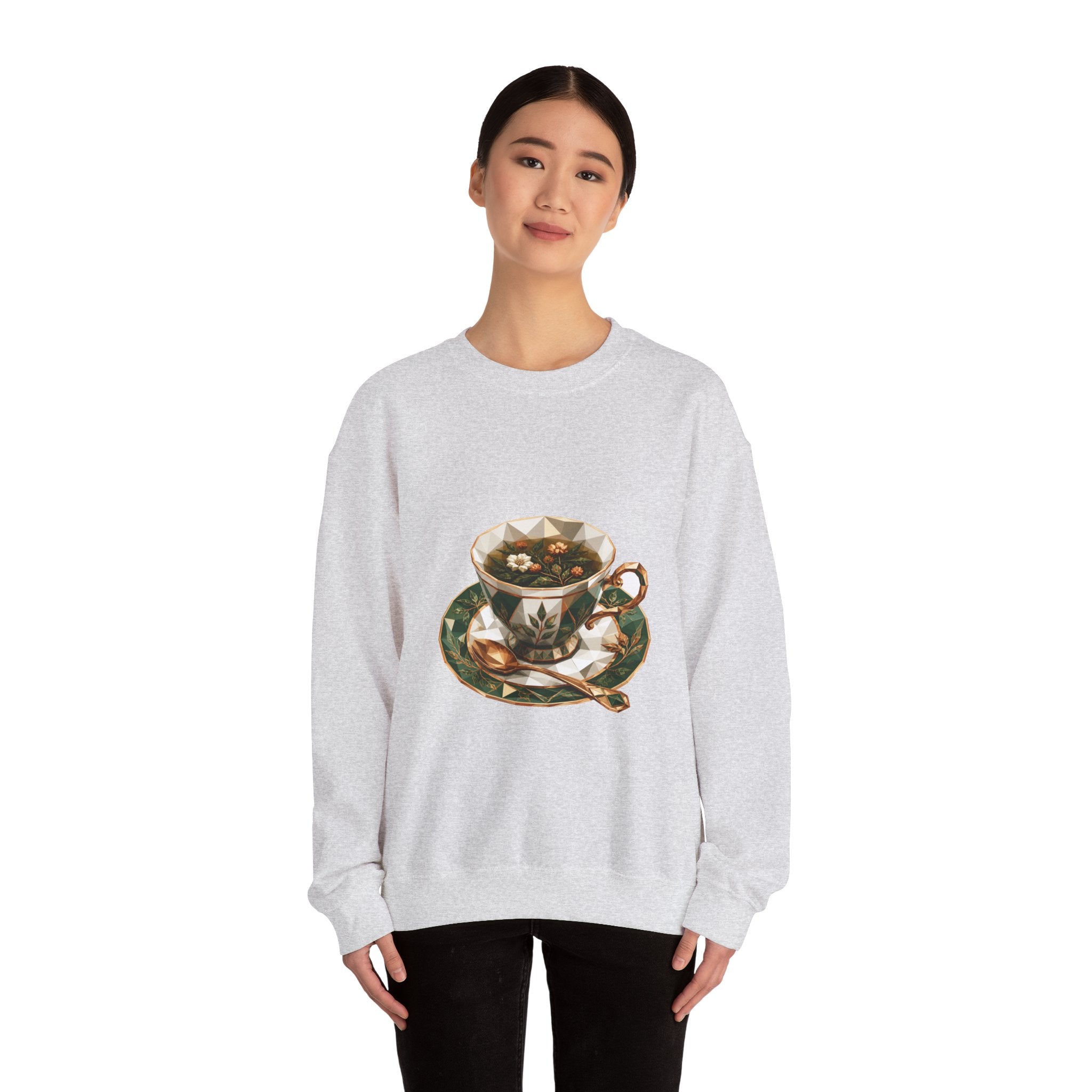 Matching Couple Sweatshirt - Coffee & Tea Matching Couple Crewneck Sweatshirt Geometric Art His Hers Couple Gift - Design B