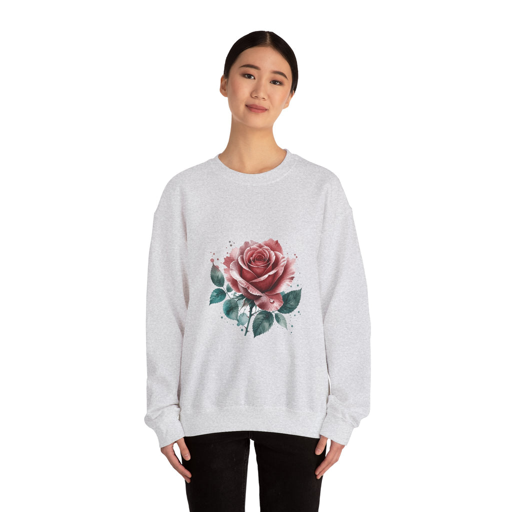 Matching Couple Sweatshirt - Rose & Thorn Matching Couple Crewneck Sweatshirt Watercolor Art His Hers Engagement Gift - Design A