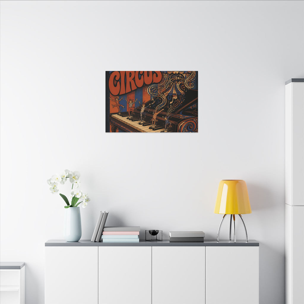 Grand Piano Acrobats Wall Art Canvas 24×36 Psychedelic Dining Room Decor Maximalist Print