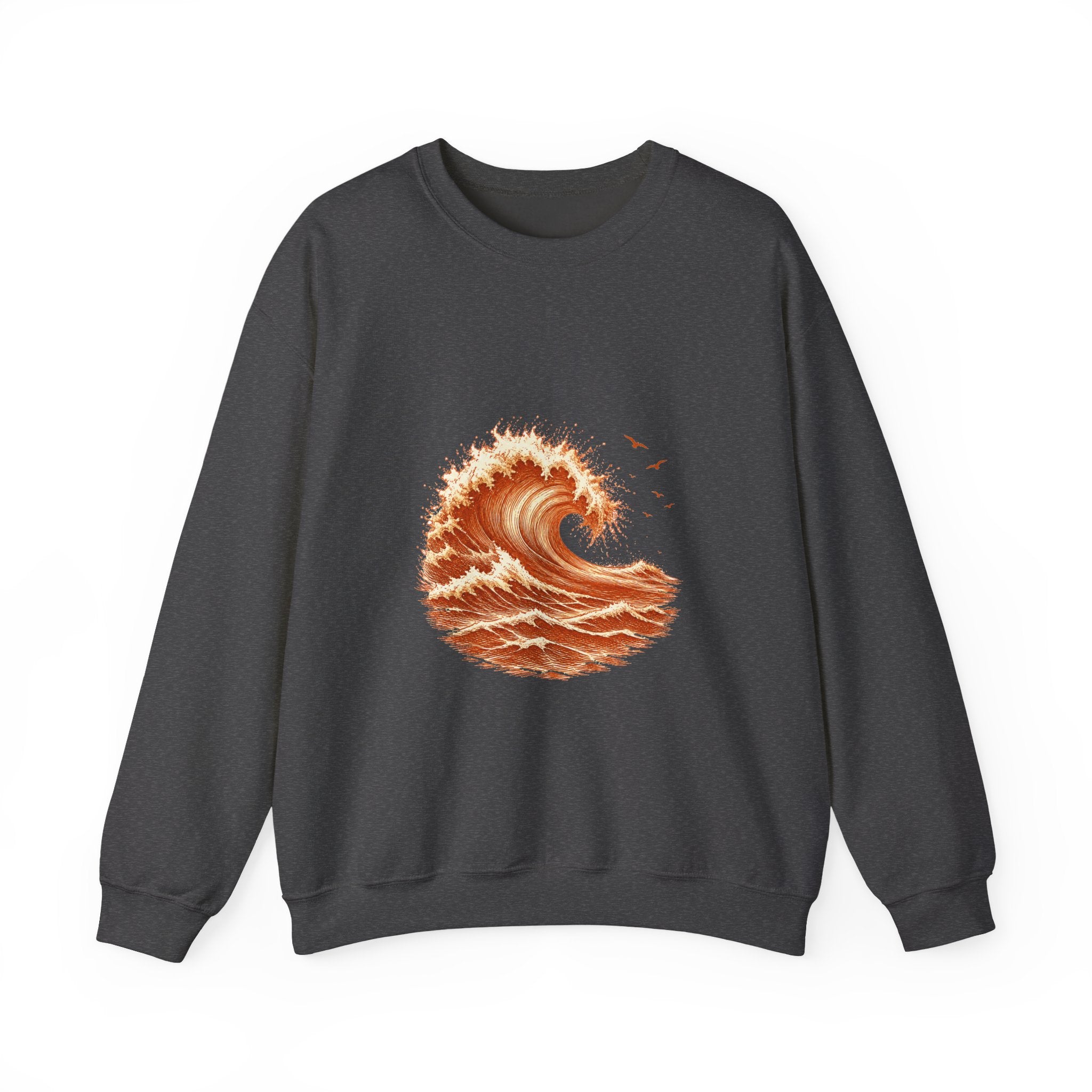 Matching Couple Sweatshirt - Mountain & Ocean Matching Couple Premium Fleece Sweatshirt Hand-Drawn Art His Hers Anniversary Gift - Design B