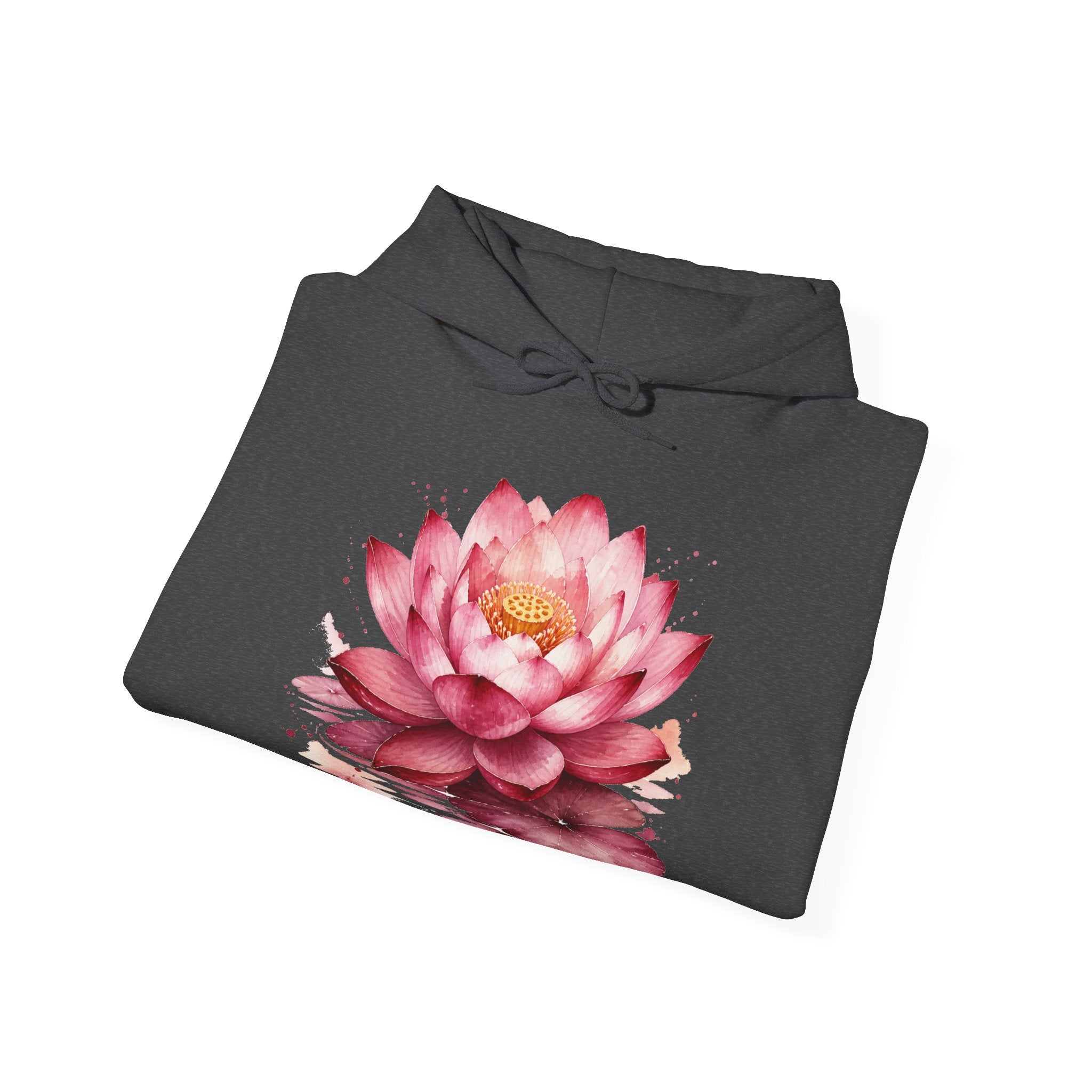 Matching Couple Sweatshirt - Open & Closed Lotus Matching Couple Hooded Sweatshirt Watercolor Art His Hers Engagement Gift - Design A