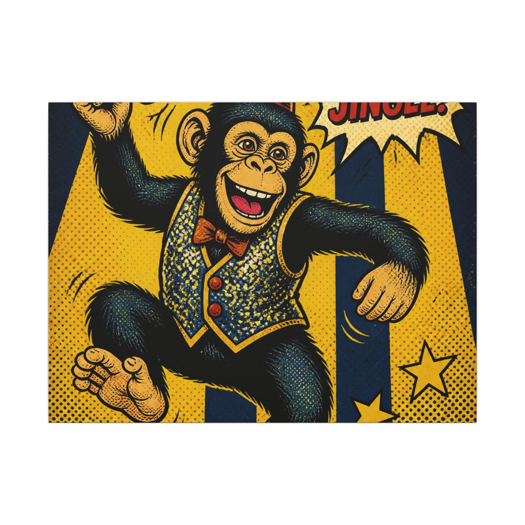 Dancing Monkey Wall Art Canvas 24×36 Pop Art Restaurant Decor Maximalist Print