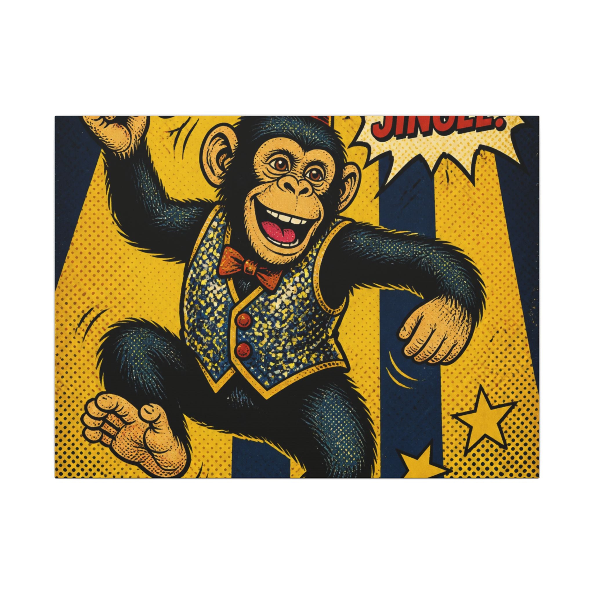 Dancing Monkey Wall Art Canvas 24×36 Pop Art Restaurant Decor Maximalist Print