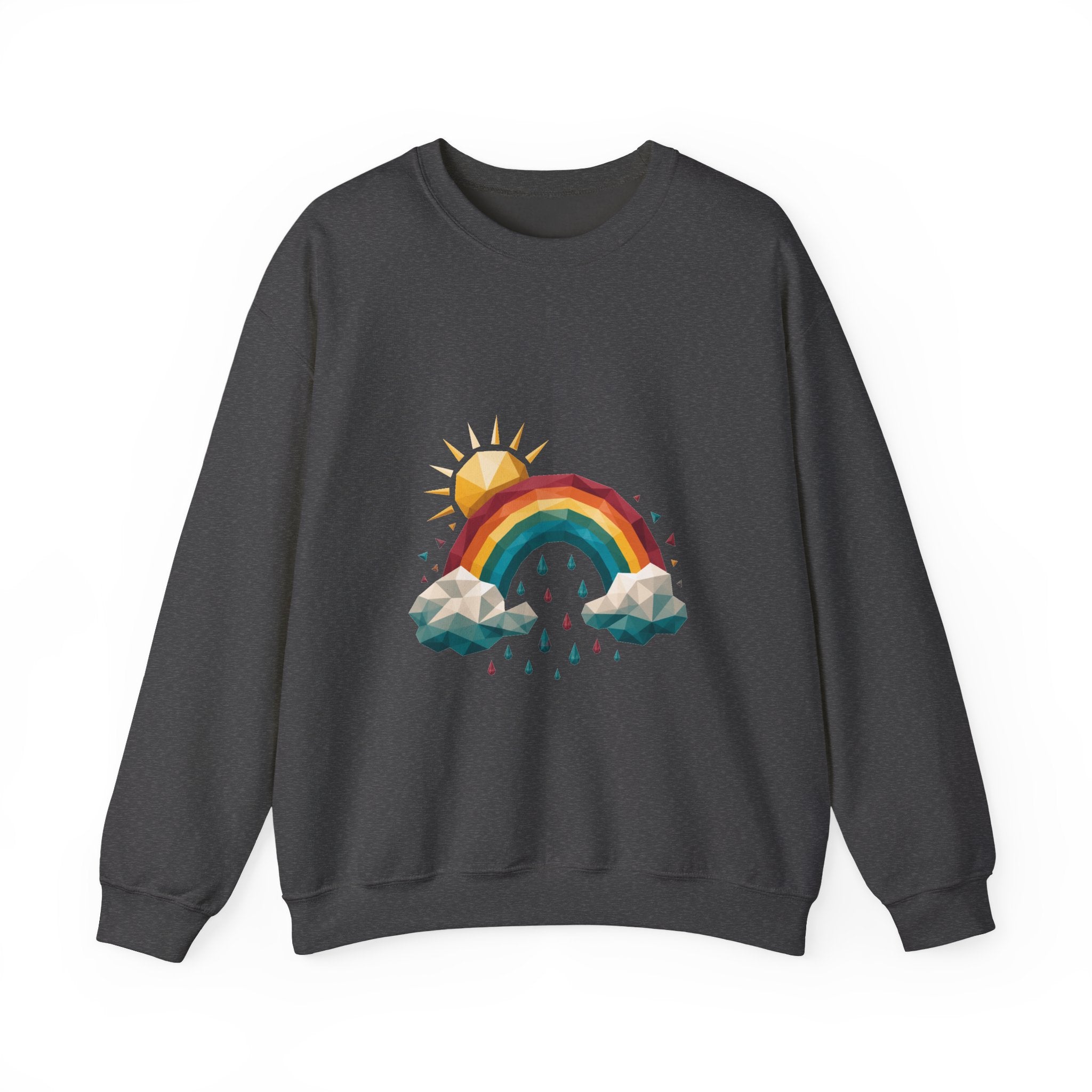 Matching Couple Sweatshirt - Storm & Rainbow Matching Couple Crewneck Sweatshirt Geometric Art His Hers Couple Gift - Design B