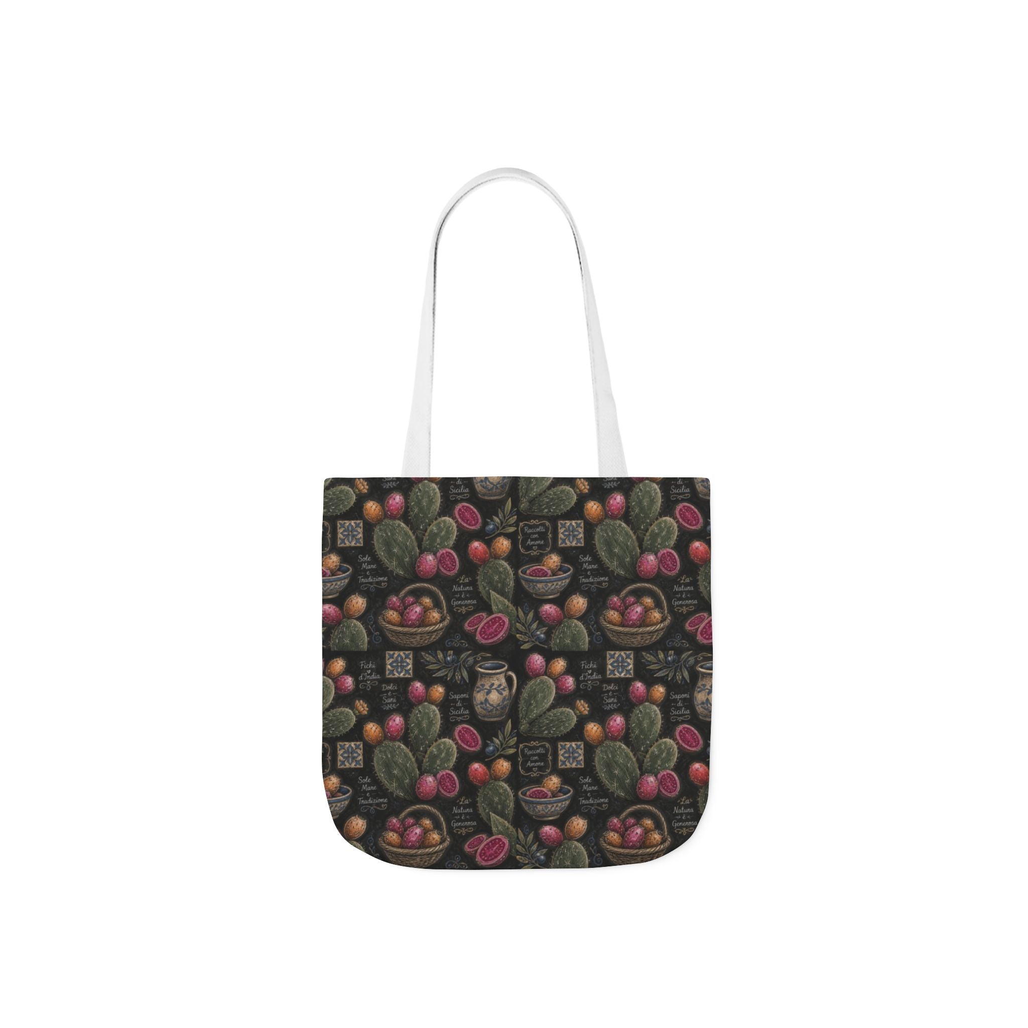 Prickly Pear Cactus Fruit Canvas Tote Bag Mediterranean Kitchen Chalk Art Design Italian Cottagecore Gift