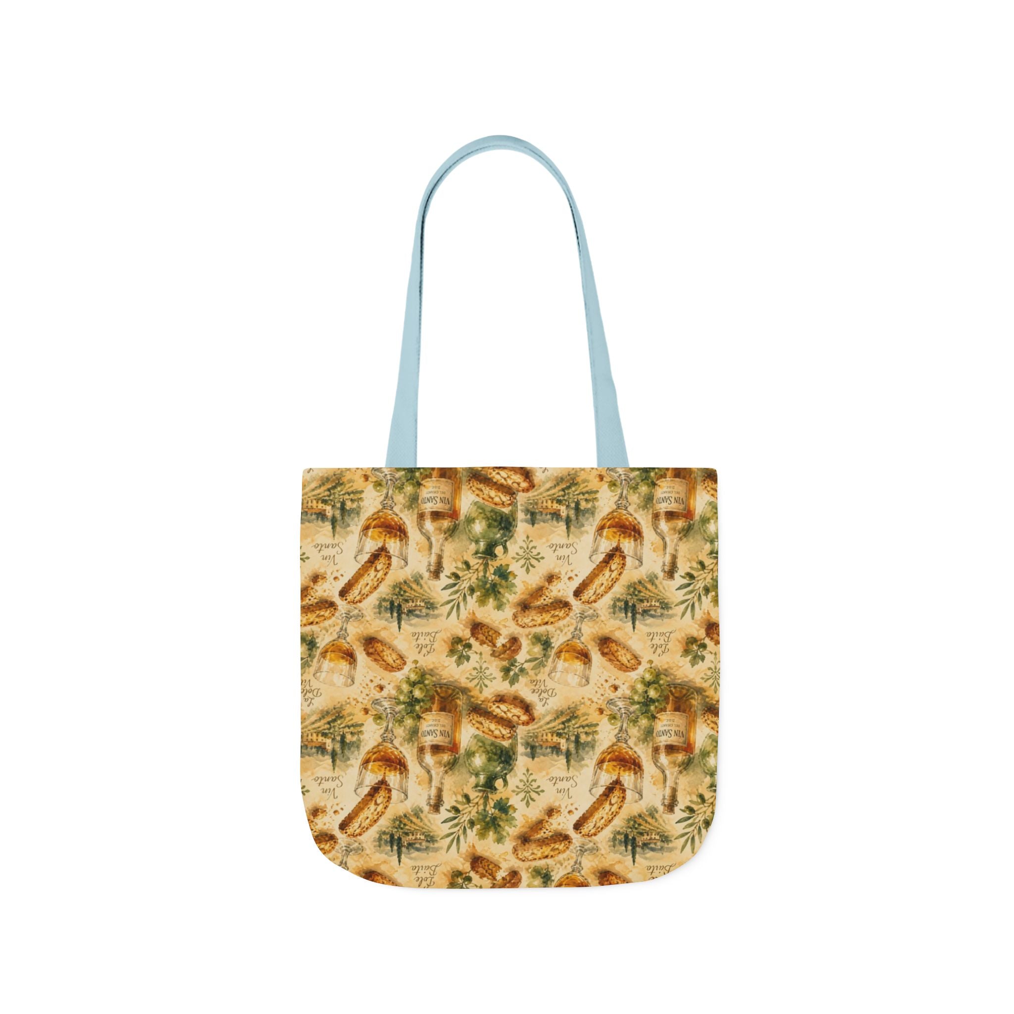 Biscotti & Vin Santo Canvas Tote Bag Mediterranean Kitchen Watercolor Splash Design Italian Cottagecore Gift