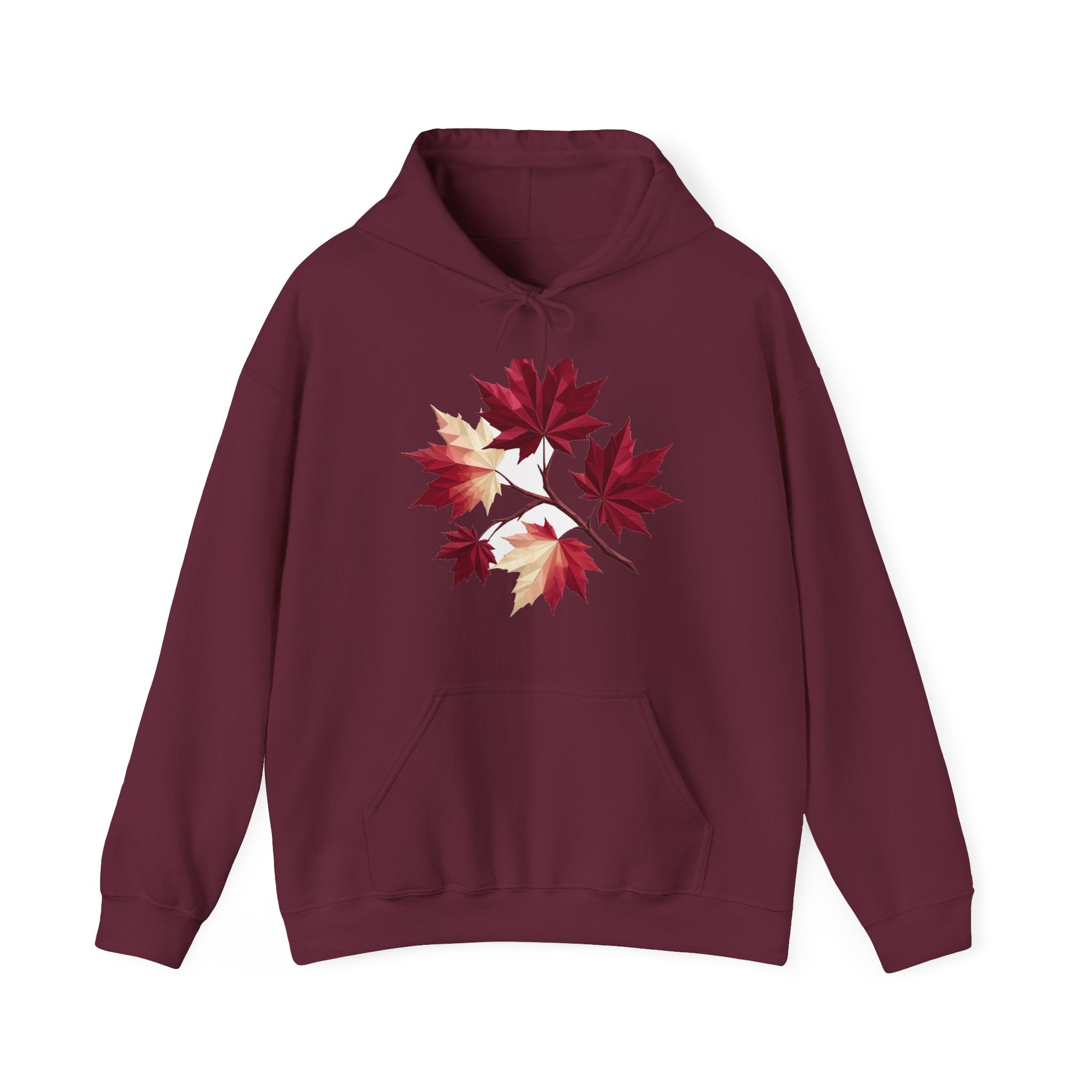 Matching Couple Sweatshirt - Cherry Blossom & Maple Leaf Matching Couple Hooded Sweatshirt Geometric Art His Hers Couple Gift - Design B