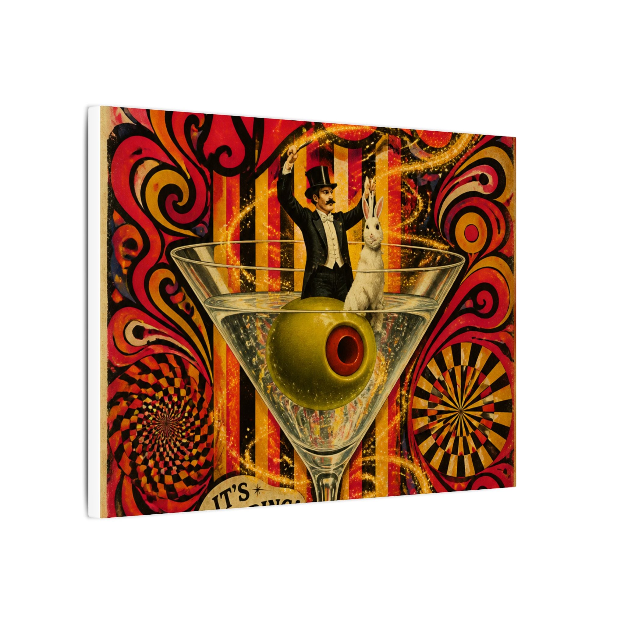 Martini Magician Wall Art Canvas 16×20 Psychedelic Cafe Decor Maximalist Print