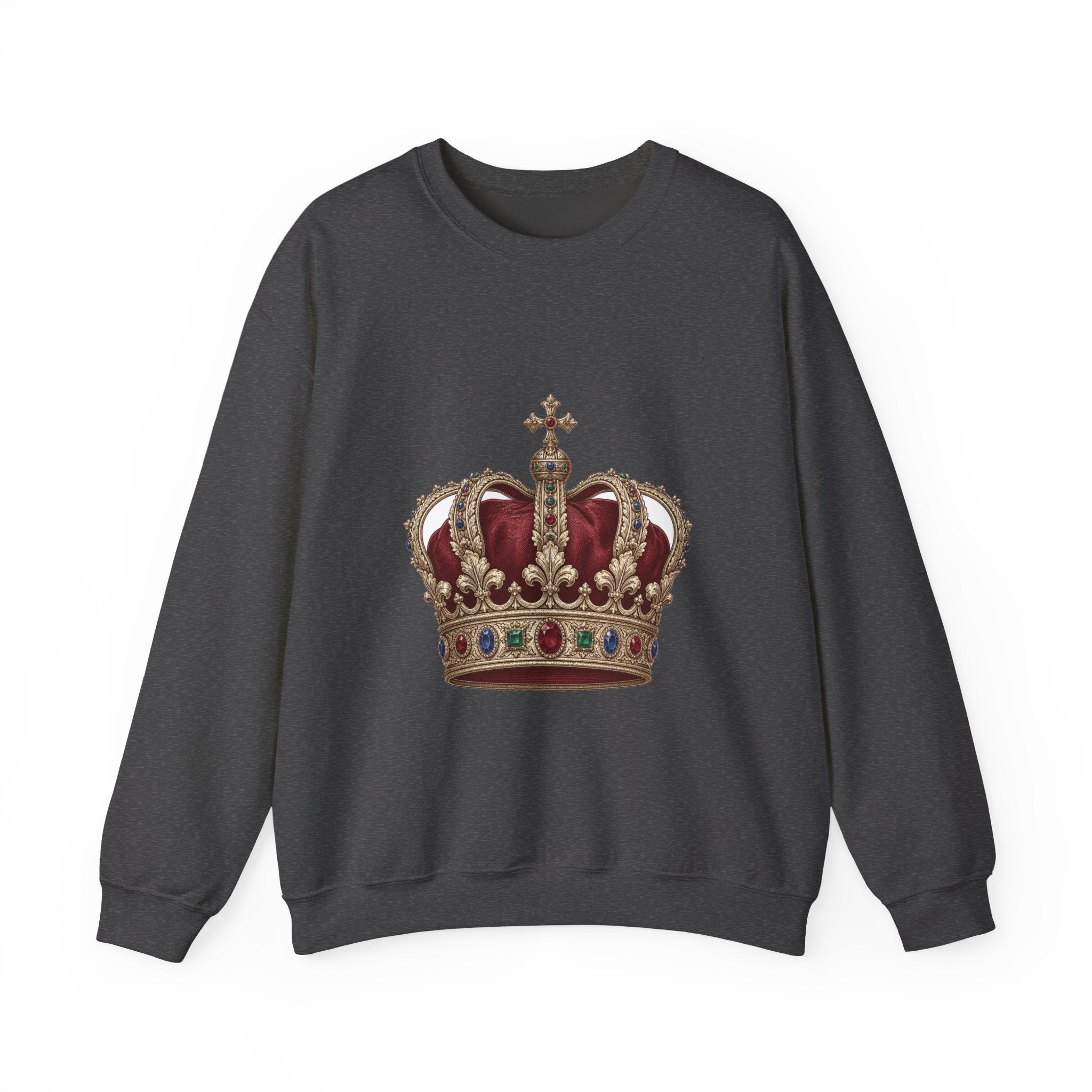 Matching Couple Sweatshirt - Crown & Shield Matching Couple Crewneck Sweatshirt Vintage Art His Hers Wedding Gift - Design A