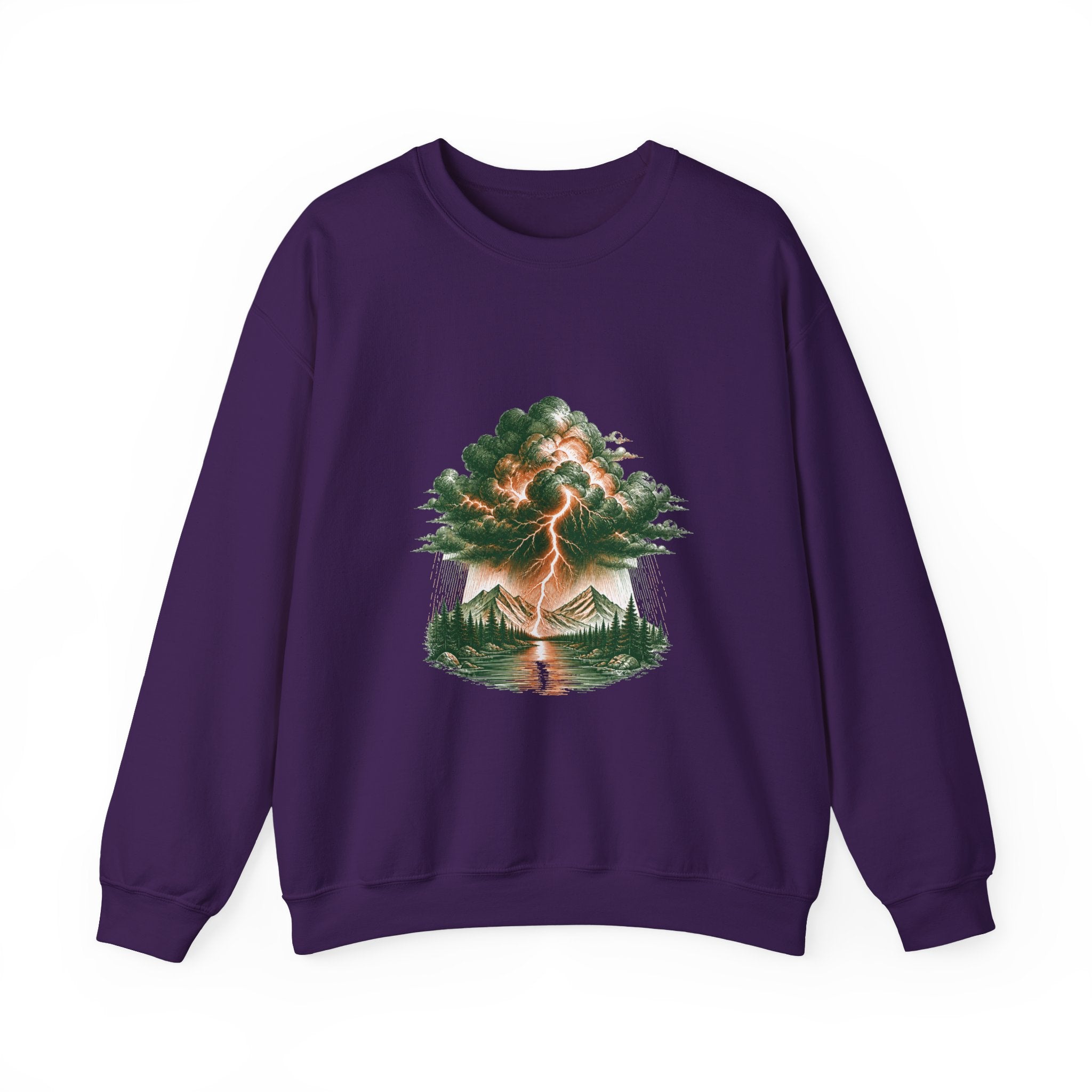 Matching Couple Sweatshirt - Storm & Rainbow Matching Couple Premium Fleece Sweatshirt Hand-Drawn Art His Hers Anniversary Gift - Design A