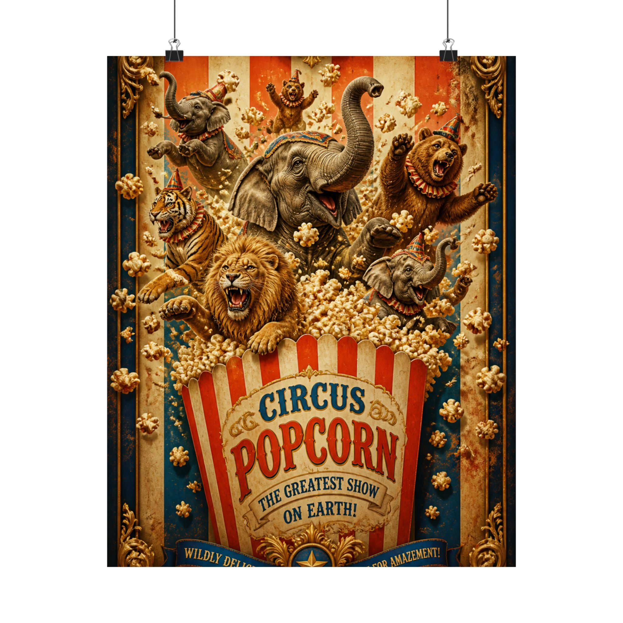 Popcorn Box Animals Wall Art Poster 18×24 Baroque Home Office Decor Maximalist Print