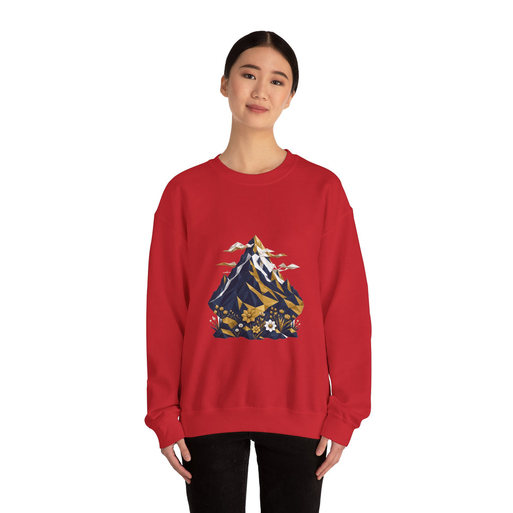 Matching Couple Sweatshirt - Mountain & Ocean Matching Couple Crewneck Sweatshirt Geometric Art His Hers Couple Gift - Design A