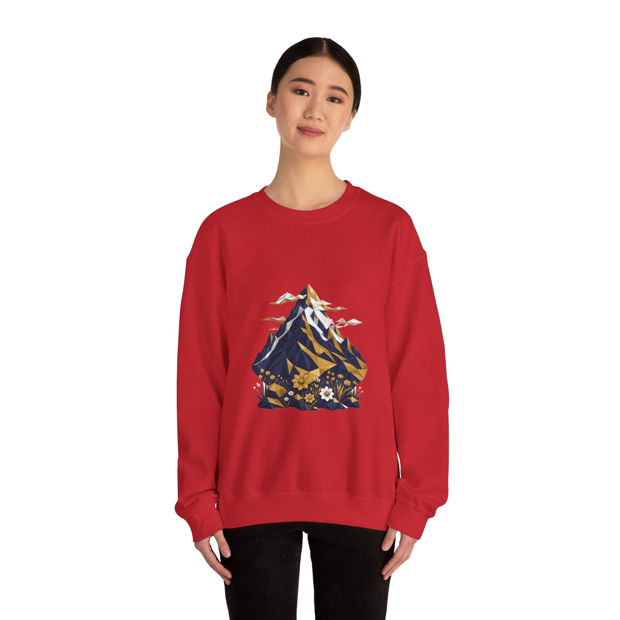 Matching Couple Sweatshirt - Mountain & Ocean Matching Couple Crewneck Sweatshirt Geometric Art His Hers Couple Gift - Design A