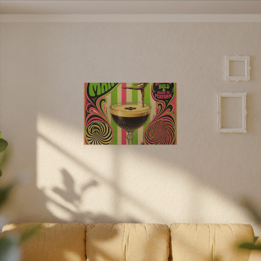 Espresso Martini Acrobat Wall Art Canvas 24×36 Psychedelic Dining Room Decor Maximalist Print