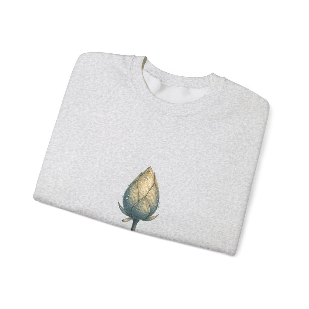 Matching Couple Sweatshirt - Open & Closed Lotus Matching Couple Crewneck Sweatshirt Vintage Art His Hers Wedding Gift - Design B