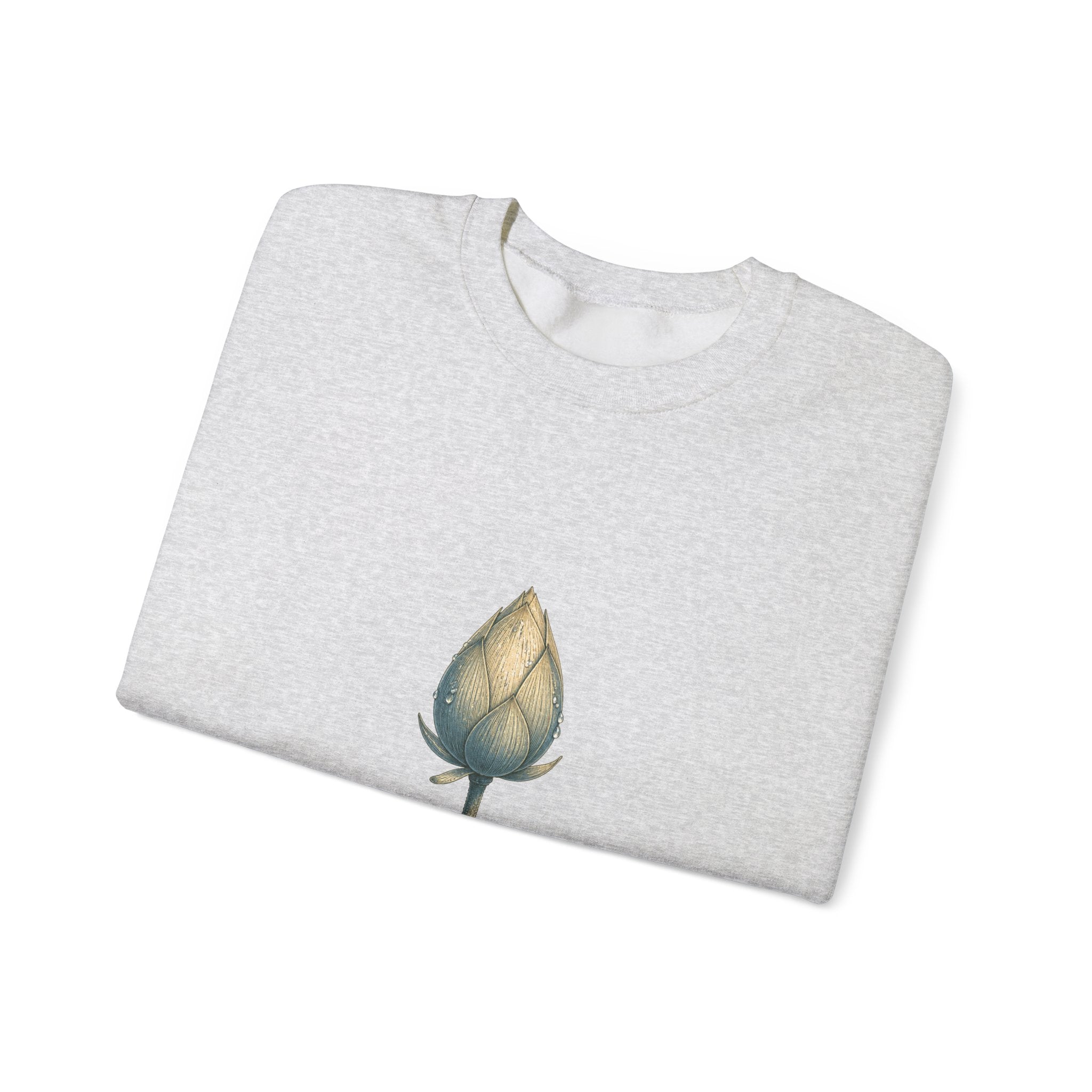 Matching Couple Sweatshirt - Open & Closed Lotus Matching Couple Crewneck Sweatshirt Vintage Art His Hers Wedding Gift - Design B