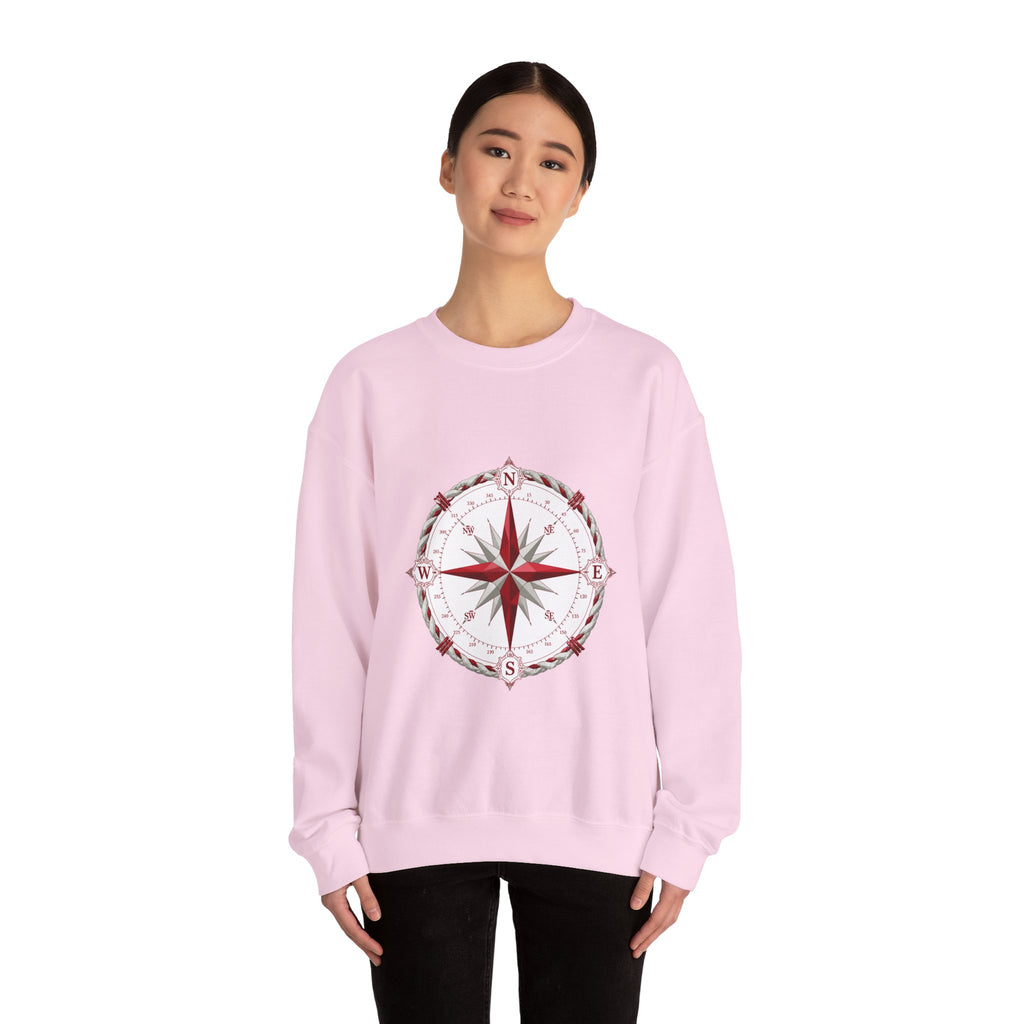 Matching Couple Sweatshirt - Compass North & South Matching Couple Crewneck Sweatshirt Geometric Art His Hers Couple Gift - Design A