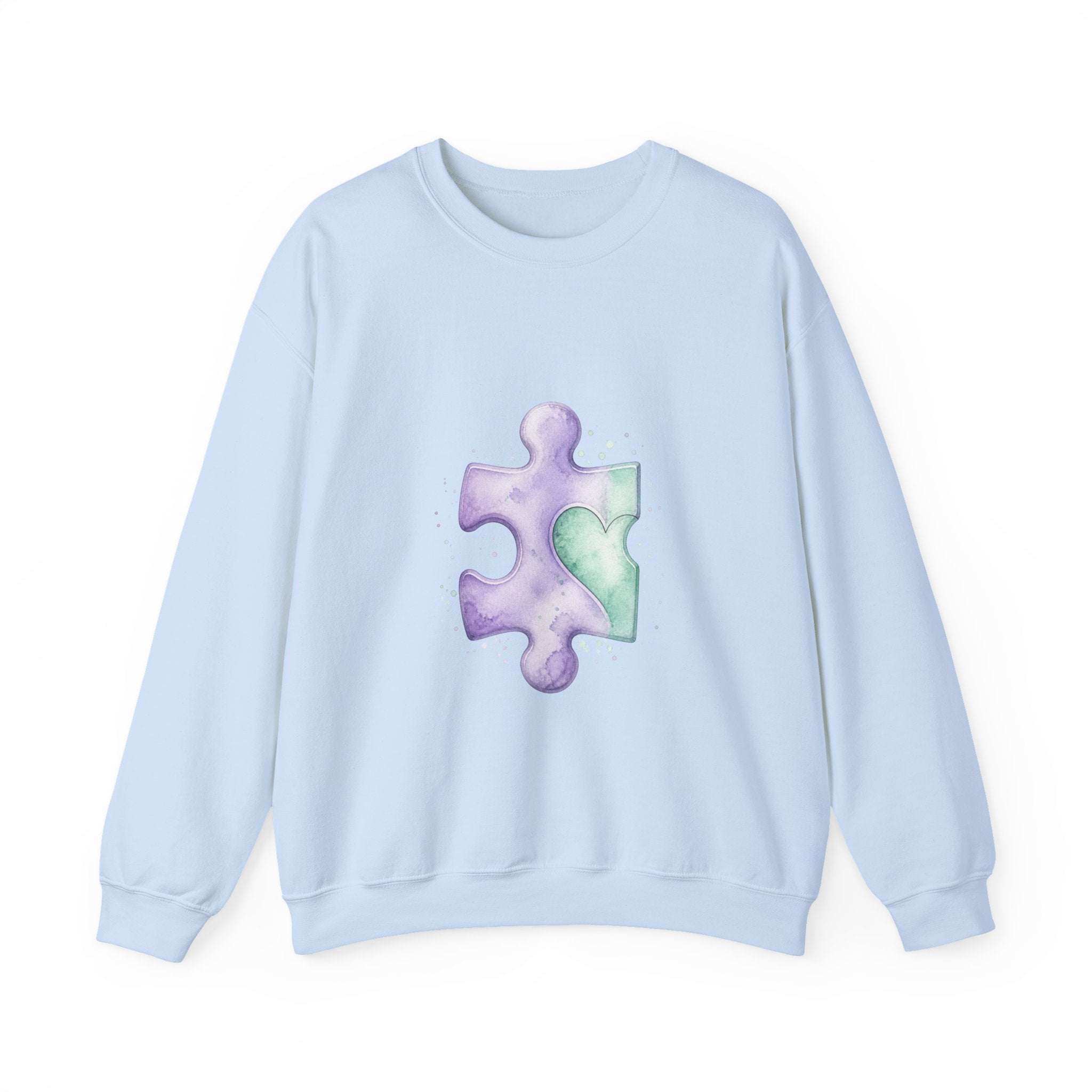 Matching Couple Sweatshirt - Puzzle Pieces Matching Couple Comfort Colors Crew Watercolor Art His Hers Birthday Gift - Design A