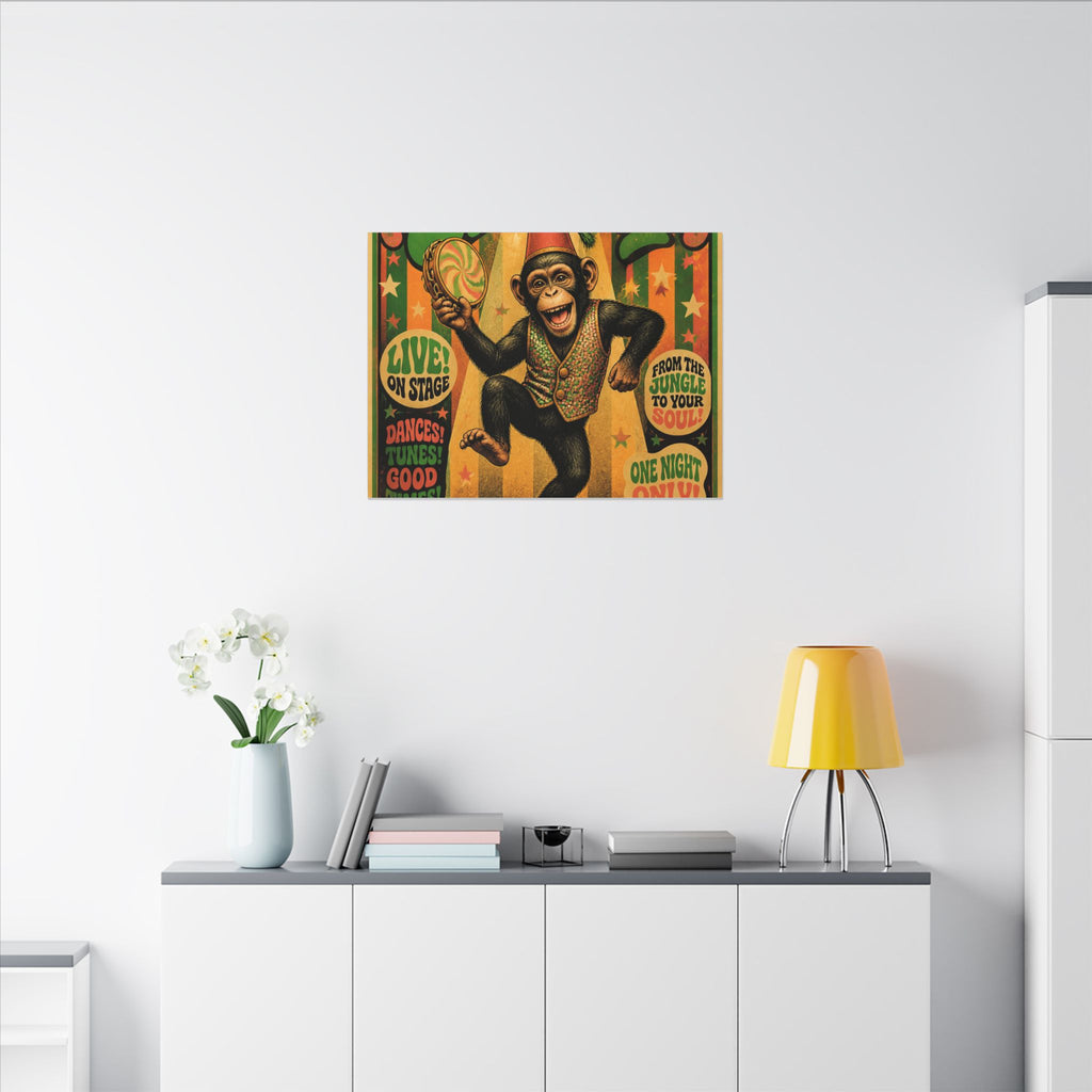 Dancing Monkey Wall Art Canvas 16×20 Psychedelic Cafe Decor Maximalist Print