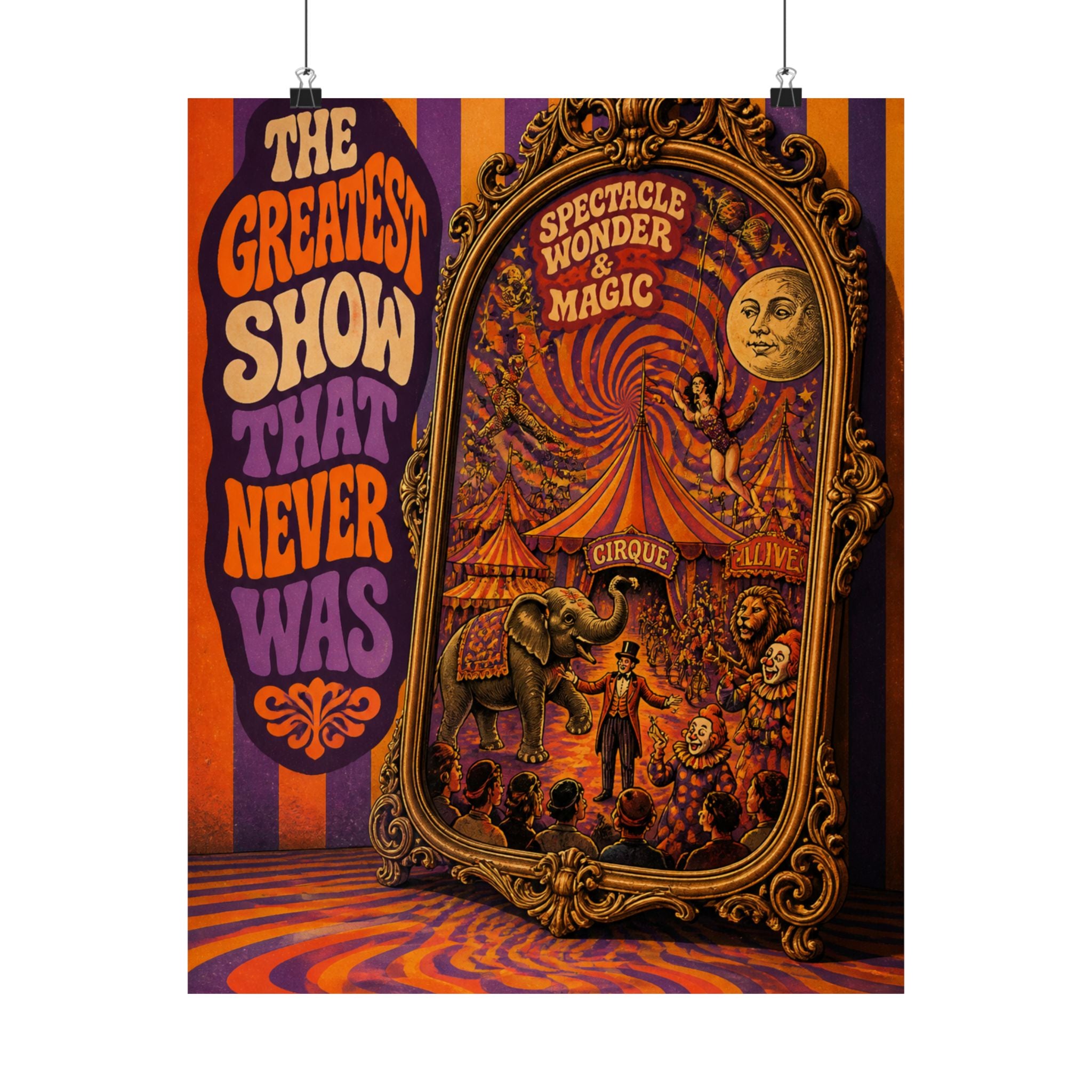 Vintage Mirror Circus Wall Art Poster 18×24 Psychedelic Cafe Decor Maximalist Print
