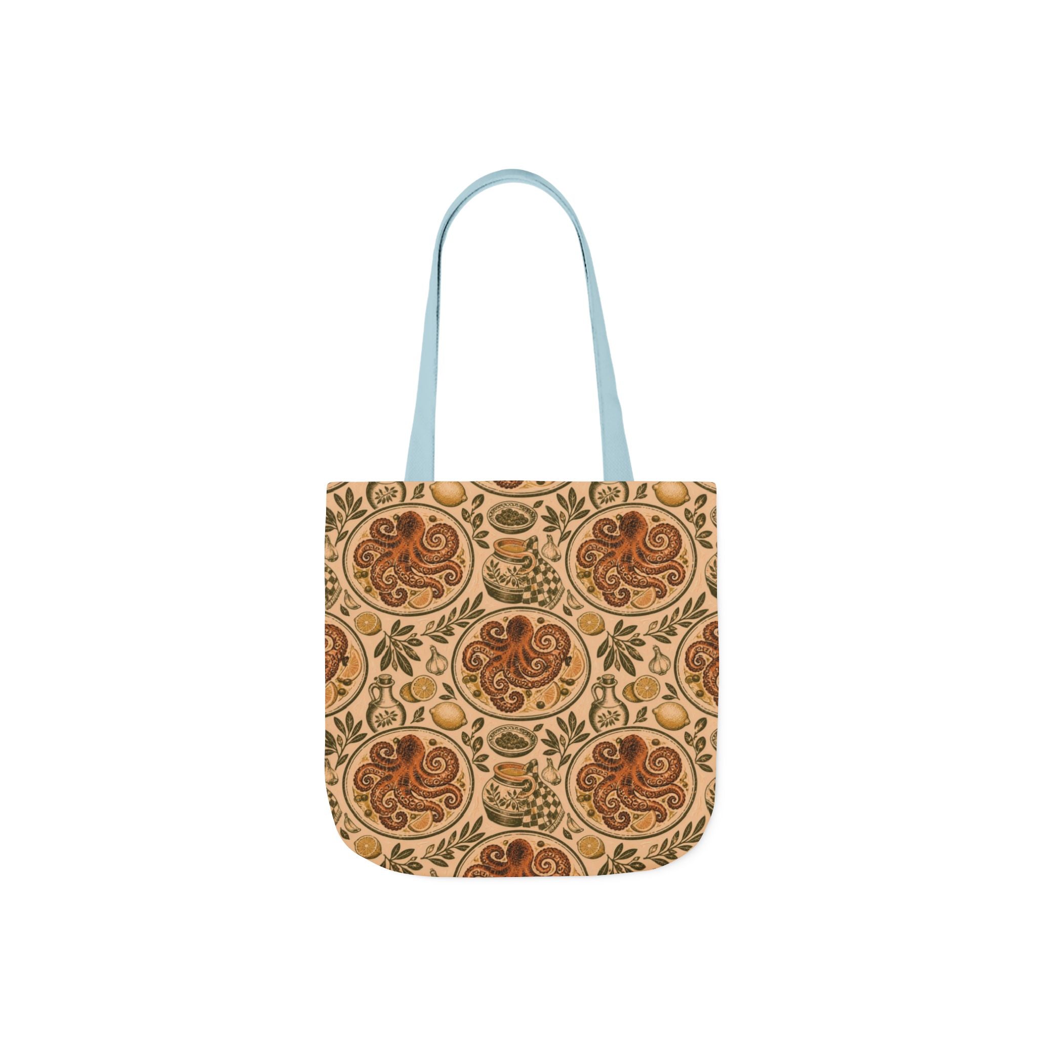 Grilled Octopus Canvas Tote Bag Mediterranean Kitchen Linocut Design Italian Cottagecore Gift