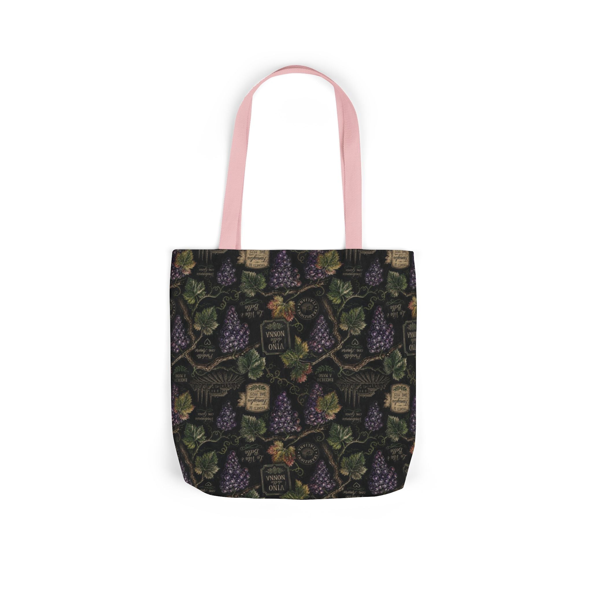Grape Clusters Canvas Tote Bag Mediterranean Kitchen Chalk Art Design Italian Cottagecore Gift