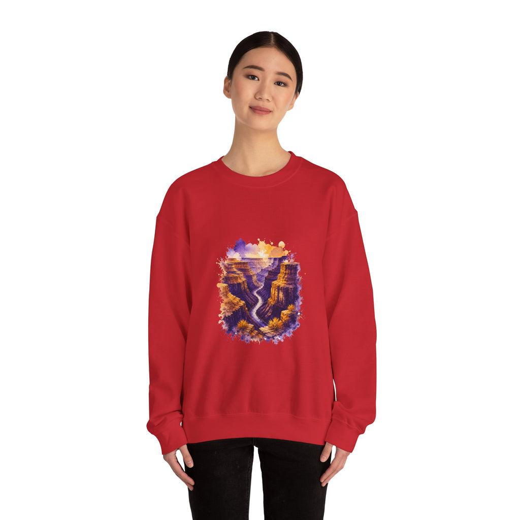 Matching Couple Sweatshirt - Lavender Fields & Canyon Matching Couple Premium Fleece Sweatshirt Watercolor Art His Hers Birthday Gift - Design B