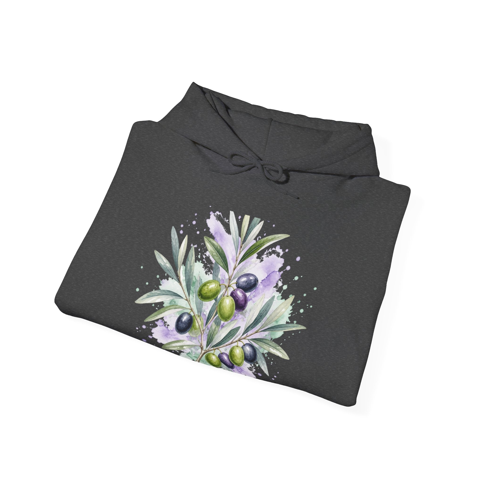 Matching Couple Sweatshirt - Olive Branch & Fig Matching Couple Hooded Sweatshirt Watercolor Art His Hers Engagement Gift - Design A