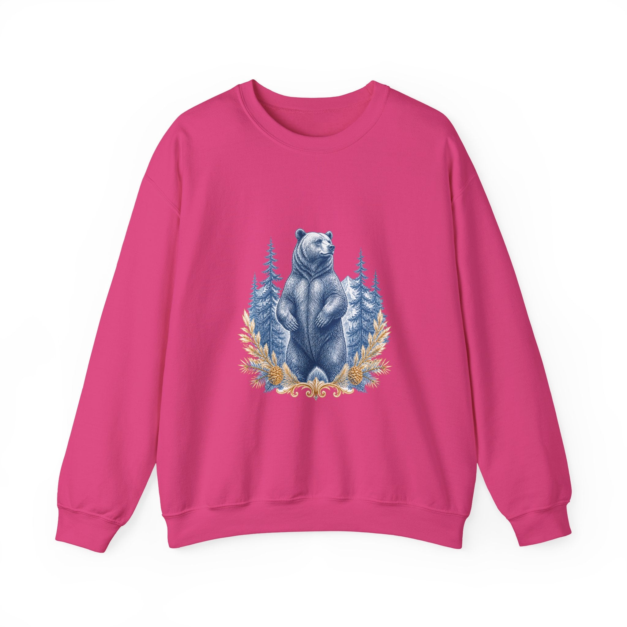 Matching Couple Sweatshirt - Bear & Deer Matching Couple Crewneck Sweatshirt Vintage Art His Hers Wedding Gift - Design A