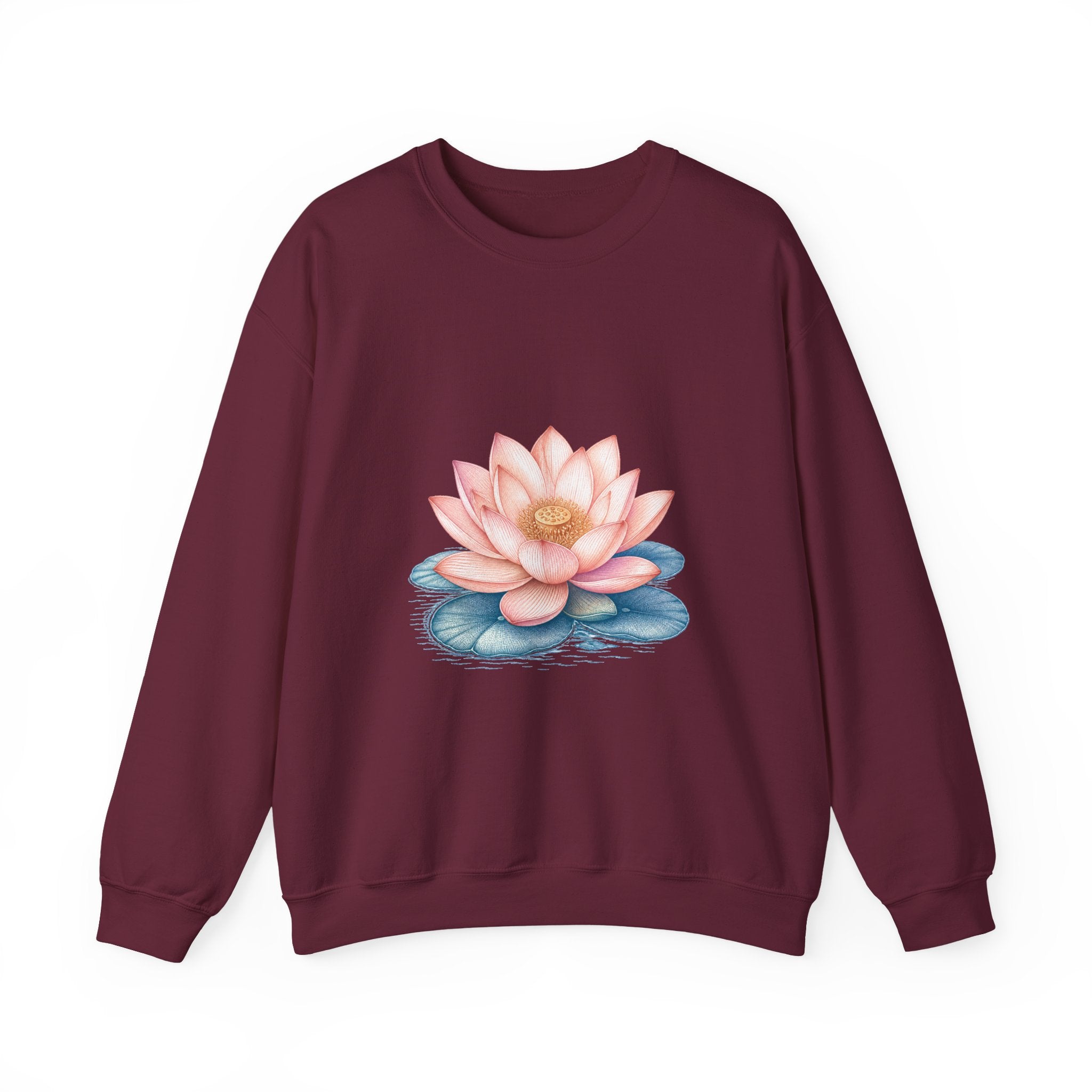 Matching Couple Sweatshirt - Open & Closed Lotus Matching Couple Premium Fleece Sweatshirt Vintage Art His Hers Honeymoon Gift - Design A