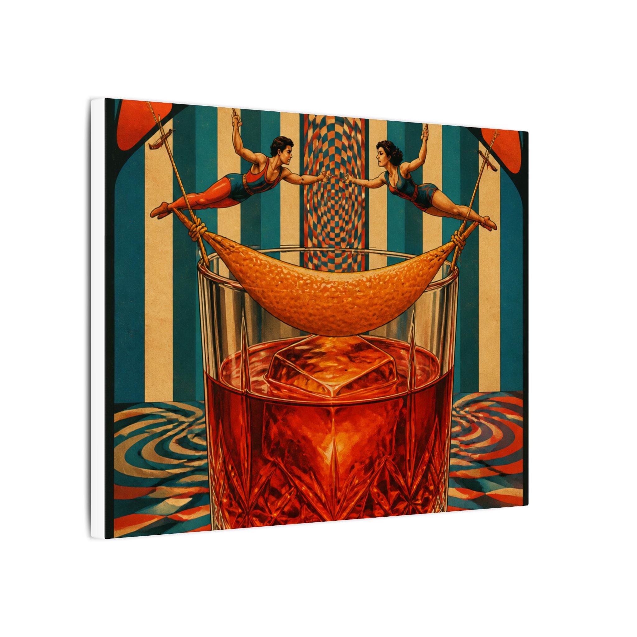 Negroni Trapeze Act Wall Art Canvas 16×20 Psychedelic Cafe Decor Maximalist Print