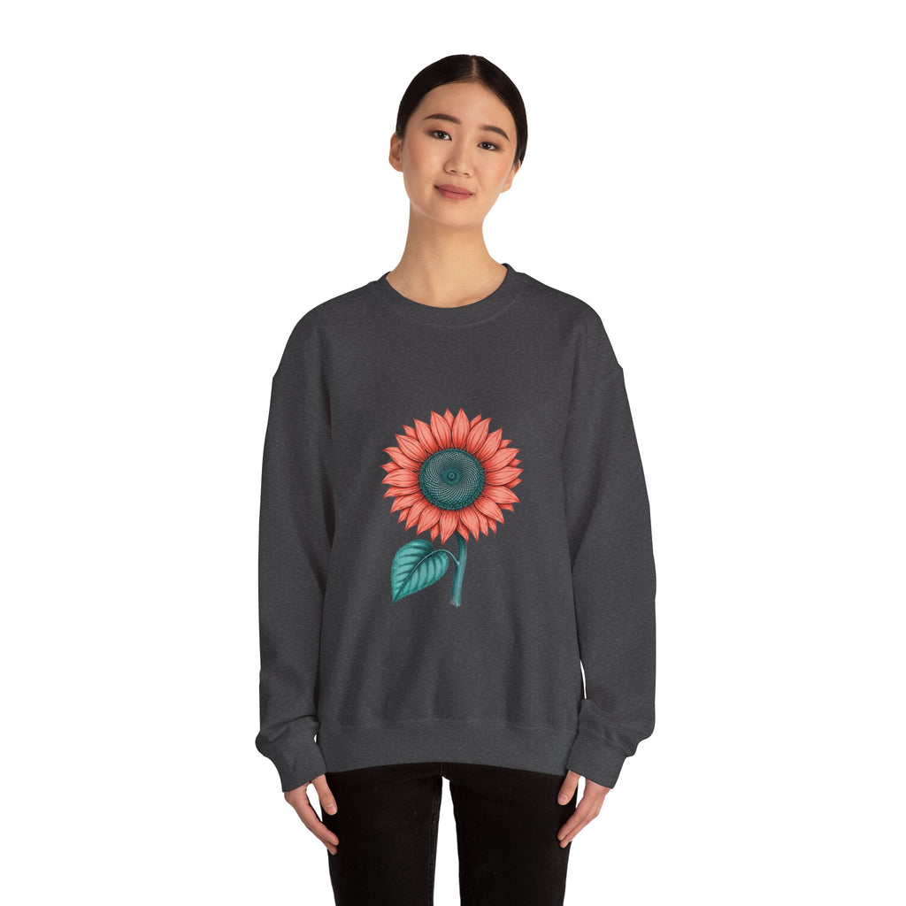 Matching Couple Sweatshirt - Sunflower & Moonflower Matching Couple Crewneck Sweatshirt Hand-Drawn Art His Hers Best Friend Gift - Design A