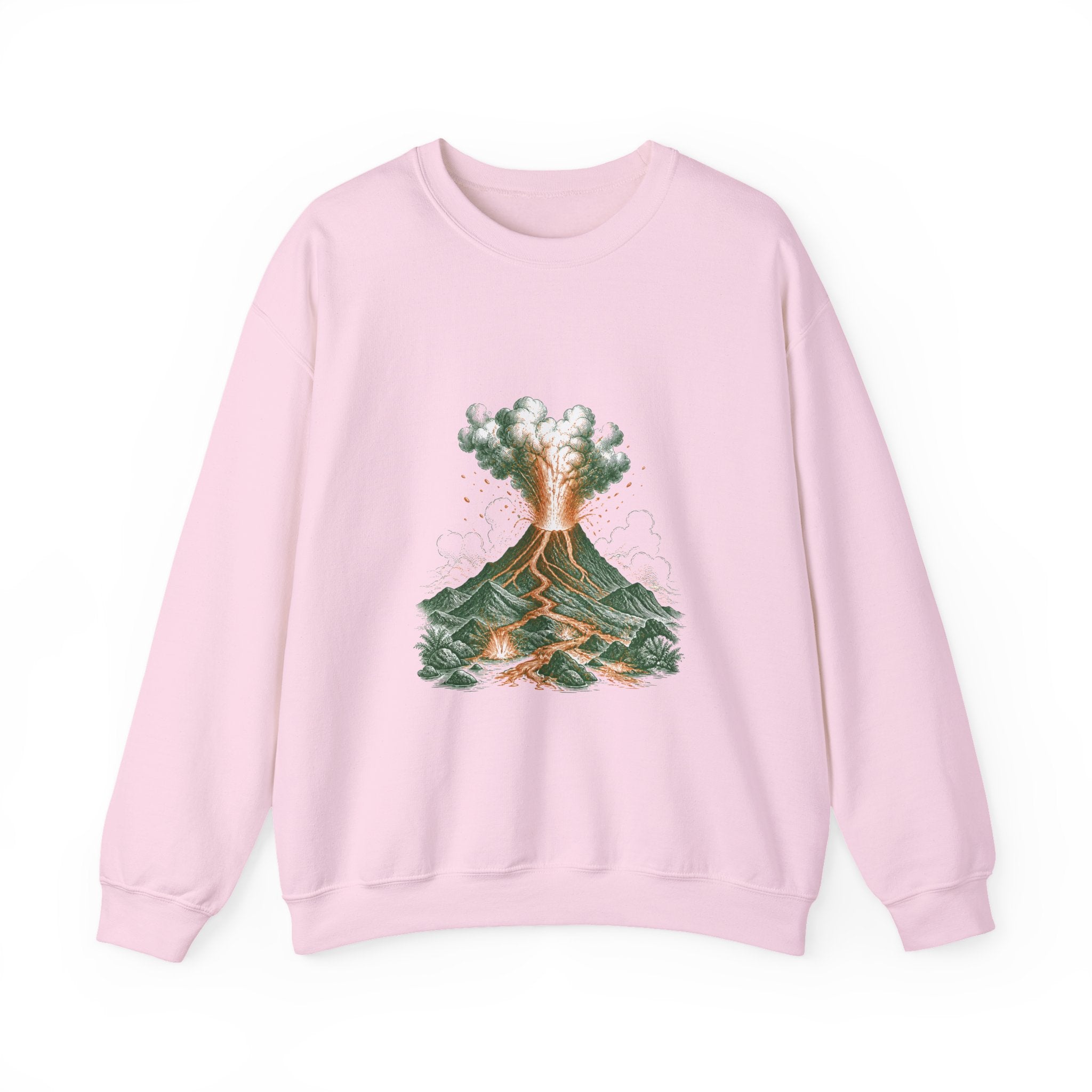 Matching Couple Sweatshirt - Volcano & Glacier Matching Couple Crewneck Sweatshirt Vintage Art His Hers Wedding Gift - Design A