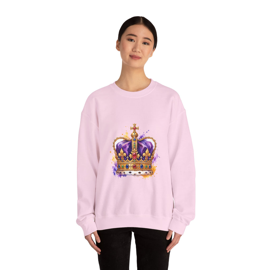 Matching Couple Sweatshirt - Crown & Shield Matching Couple Premium Fleece Sweatshirt Watercolor Art His Hers Birthday Gift - Design A