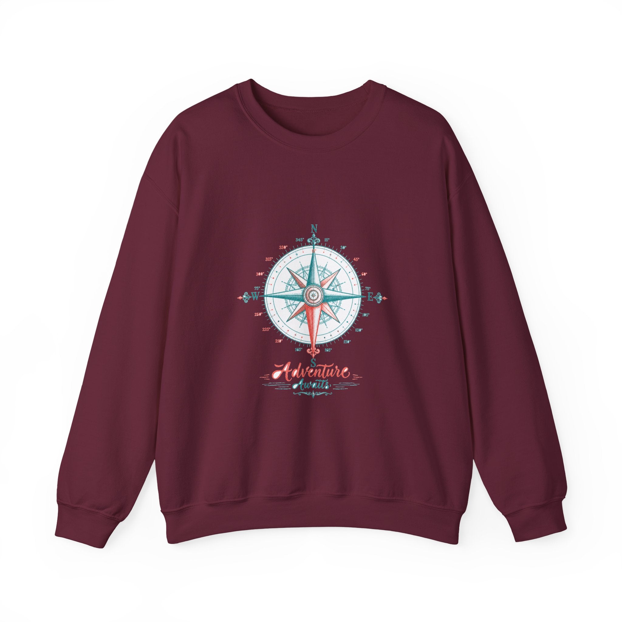 Matching Couple Sweatshirt - Compass North & South Matching Couple Premium Fleece Sweatshirt Hand-Drawn Art His Hers Anniversary Gift - Design B